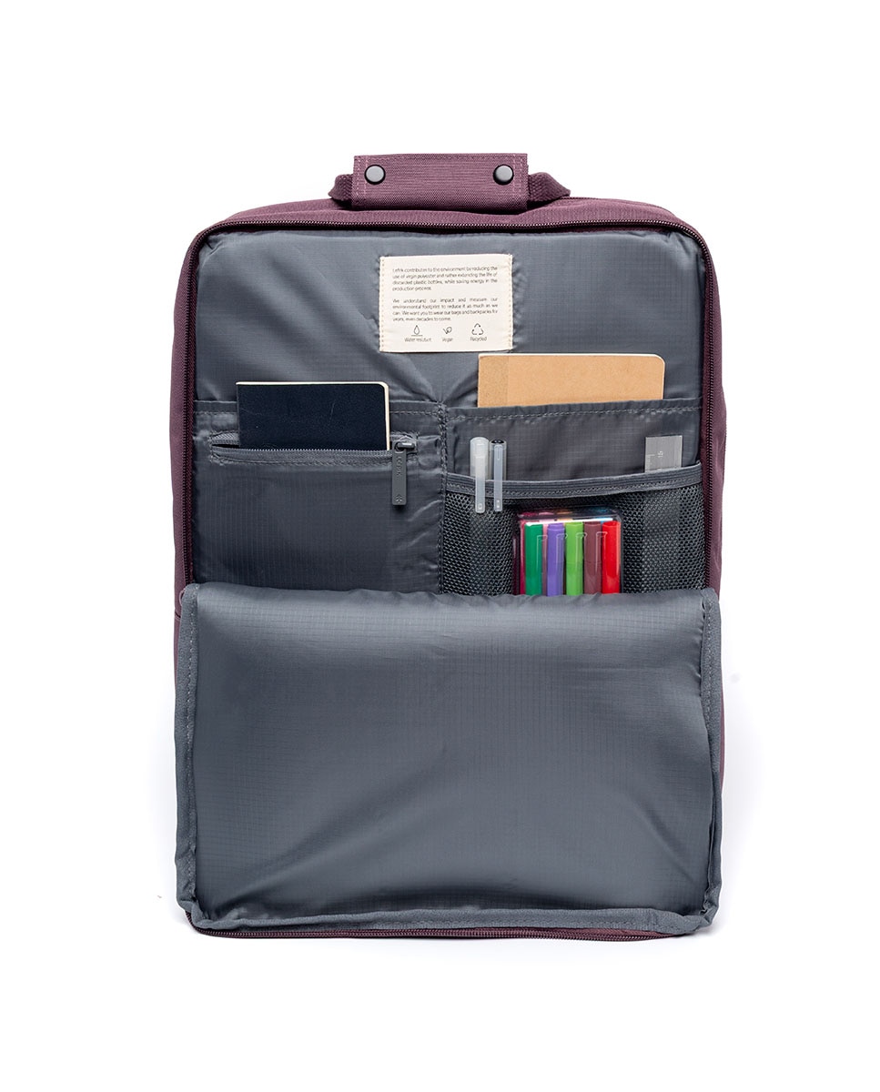 Mochila unisex urbana con dos compartimentos - Lefrik - Gris / Blanco Morado-4