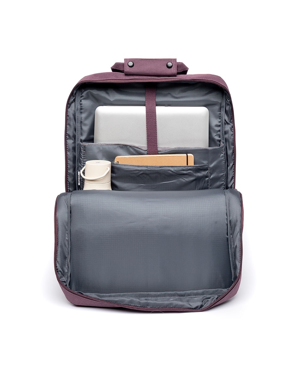 Mochila unisex urbana con dos compartimentos - Lefrik - Gris / Blanco Morado-3