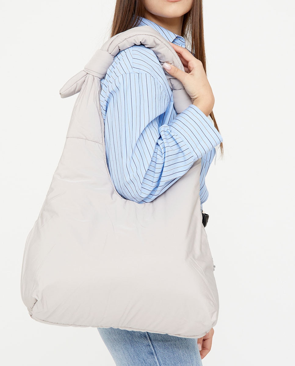 Bolso grande acolchado con cremallera de mujer - Lefrik - Gris Piedra Gris Piedra-2