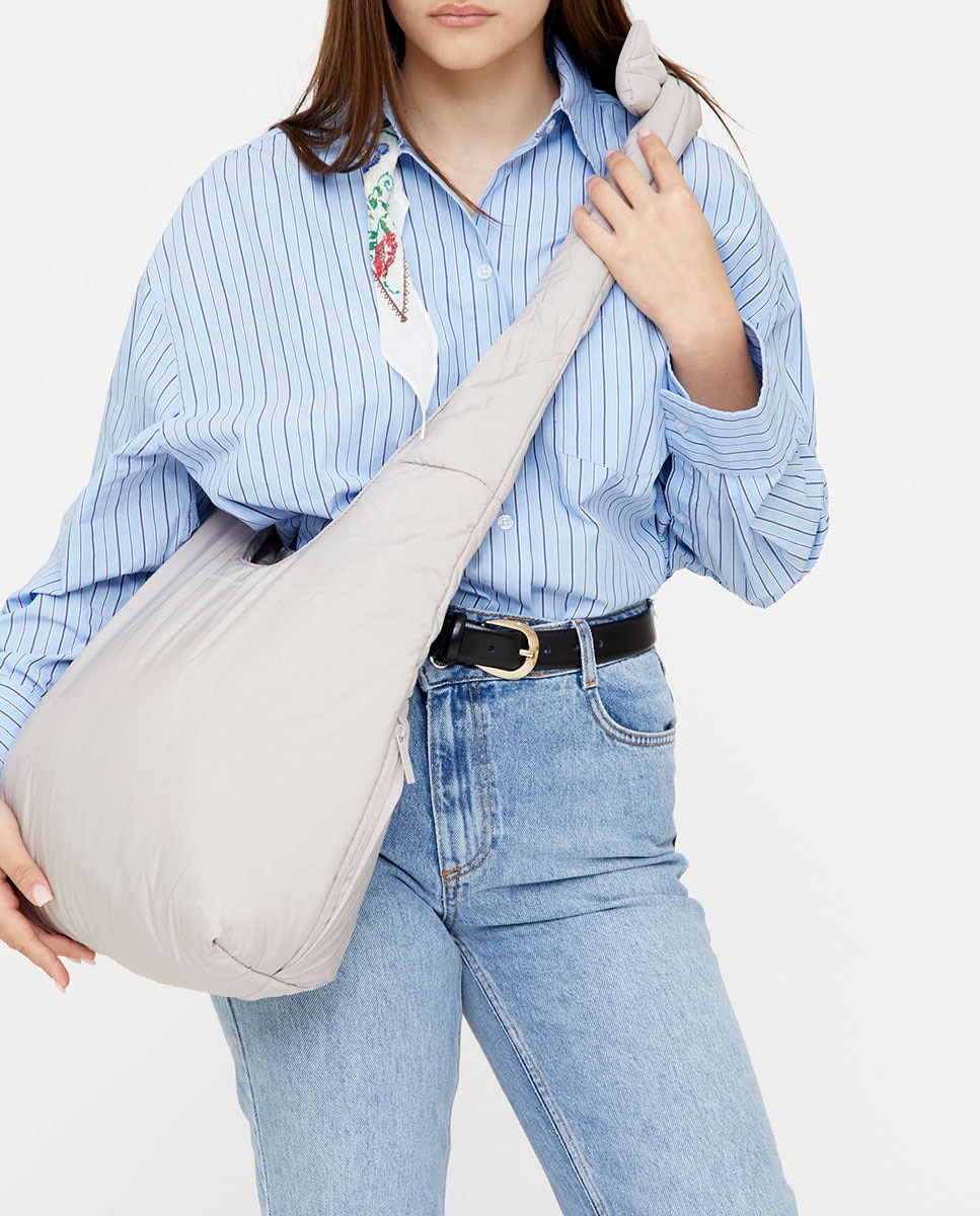 Bolso grande acolchado con cremallera de mujer - Lefrik - Gris Piedra Gris Piedra-3