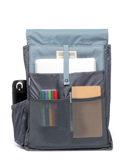 Mochila cierre doble minimalista unisex - Lefrik - Azul claro Azul claro-4