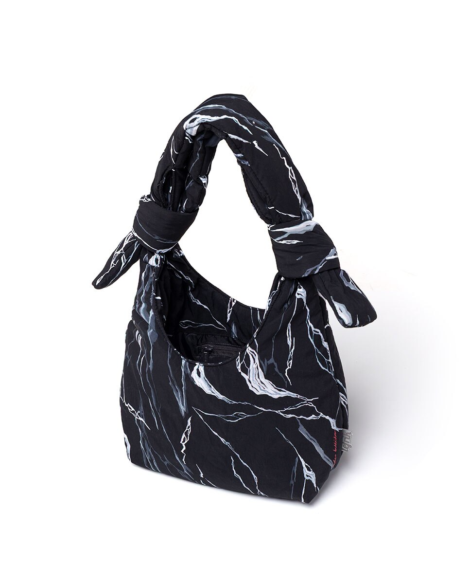 Bolso compacto acolchado con cremallera de mujer - Lefrik - Negro / Blanco Negro / Blanco-5