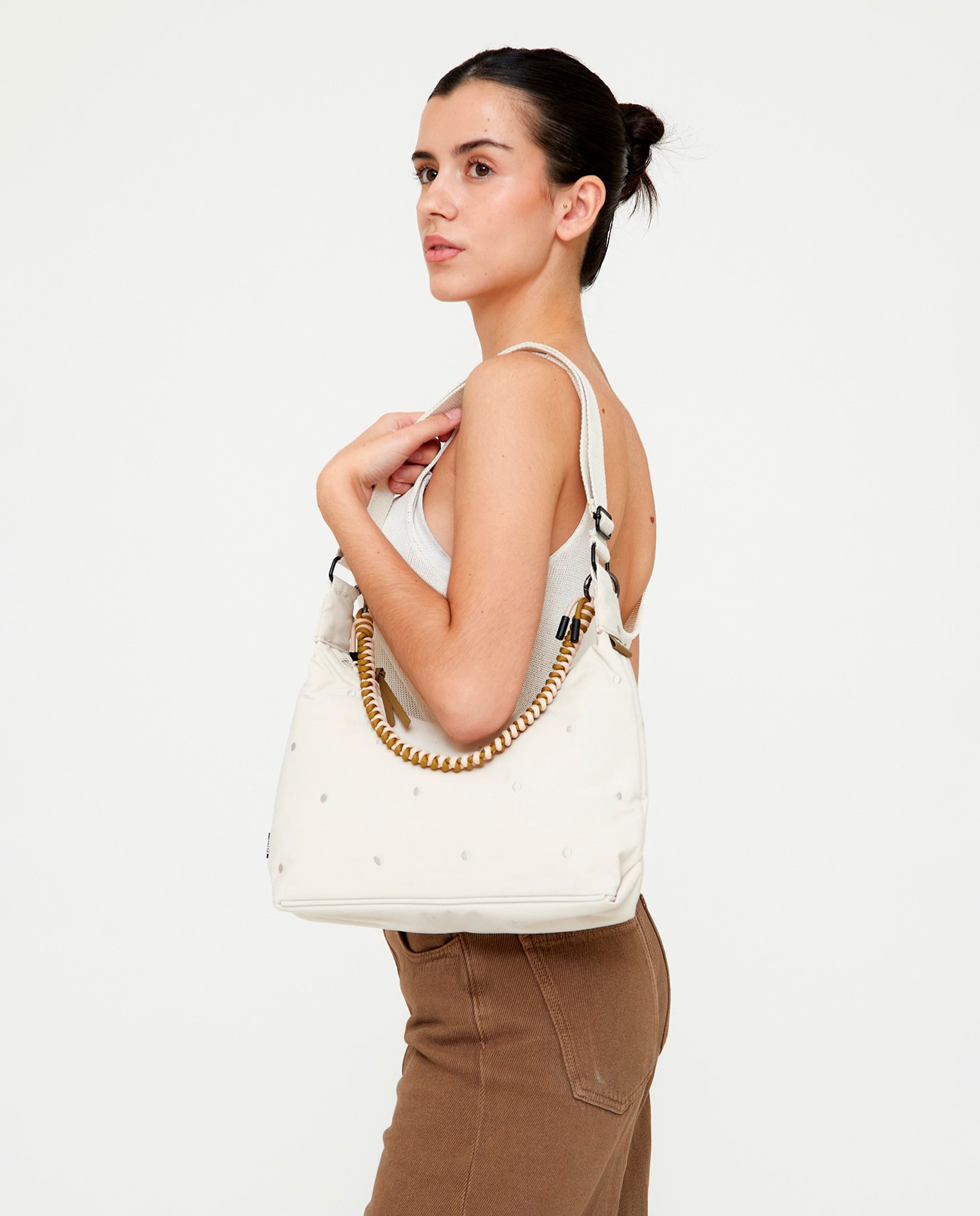 Bolso con cremallera compacto de mujer - Lefrik - Beige/Marrón Beige/Marrón-2