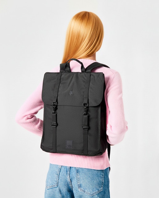 Mochila cierre doble minimalista unisex - Lefrik - Negro Negro-2