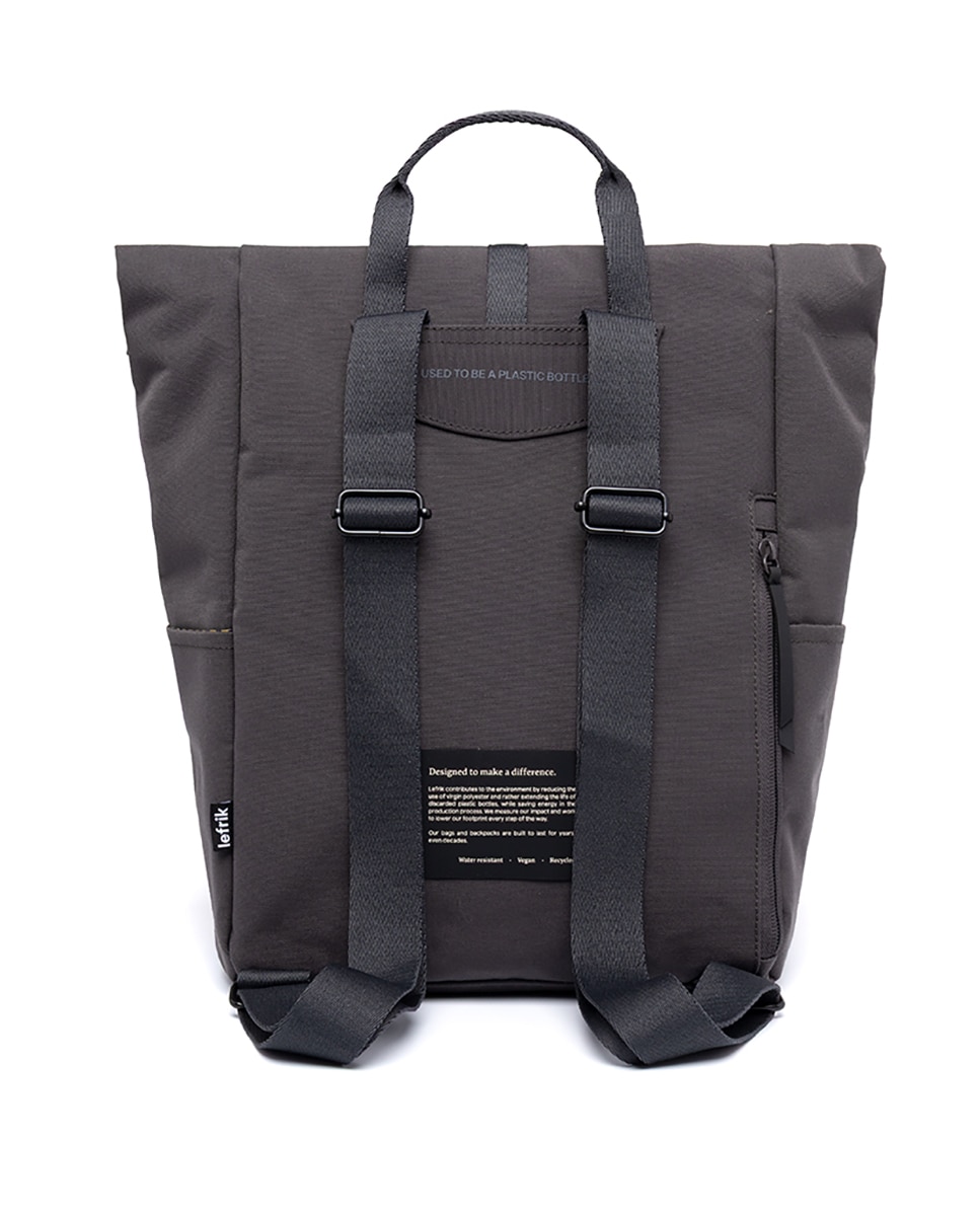 Mochila pequeña enrollable unisex con cremallera e imanes - Lefrik - Antracita / Gris Antracita / Gris-3