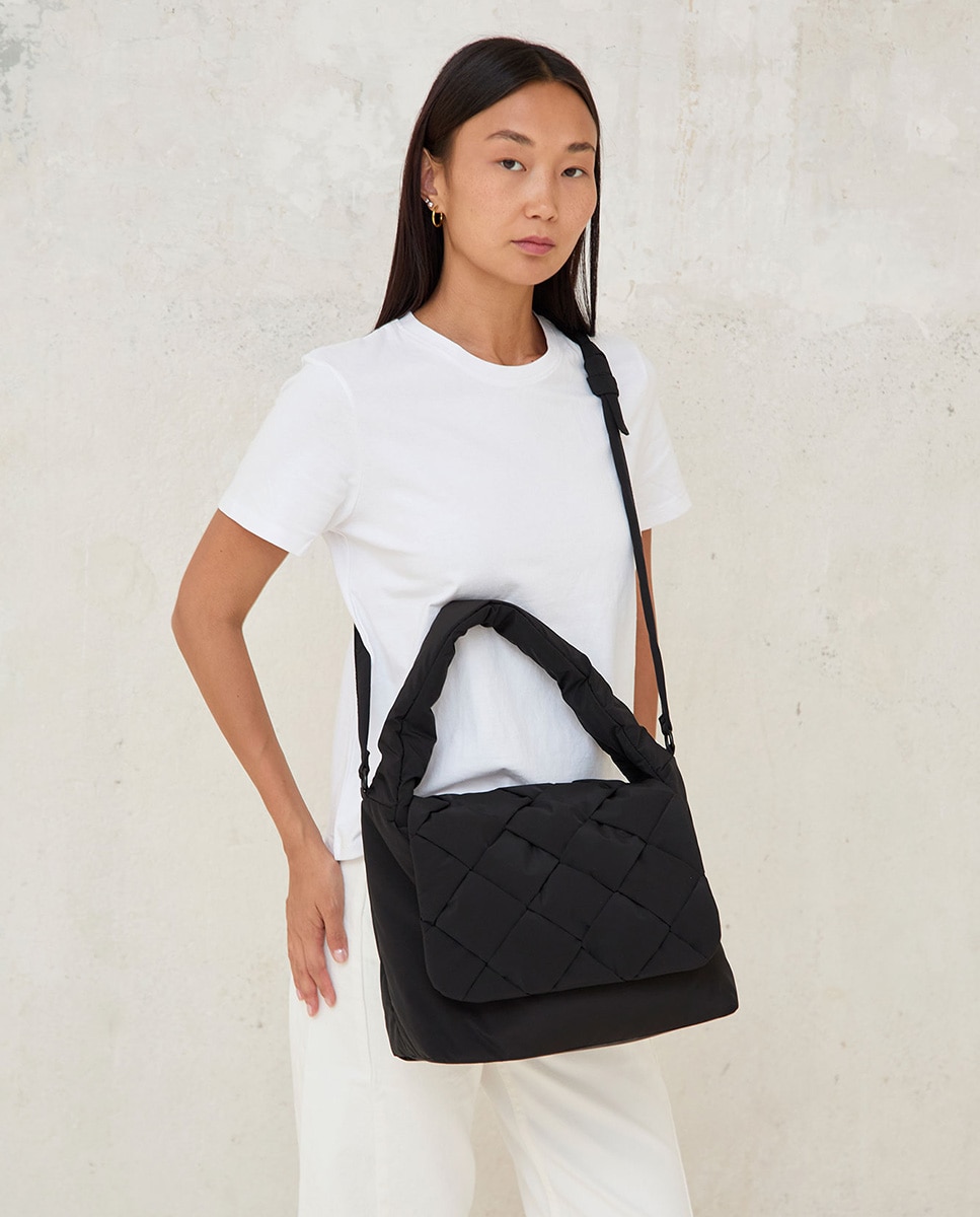 Bolso de hombro unisex acolchado con asa ajustable - Lefrik - Negro Negro-2