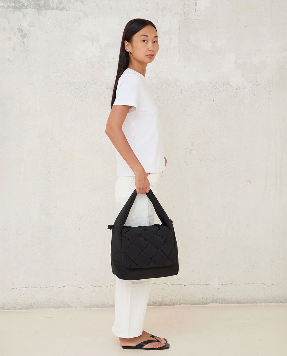 Bolso de hombro unisex acolchado con asa ajustable - Lefrik - Negro Negro-3