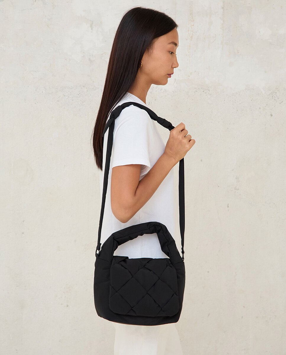 Bolso mini de hombro unisex acolchado con asa ajustable - Lefrik - Negro Negro-3