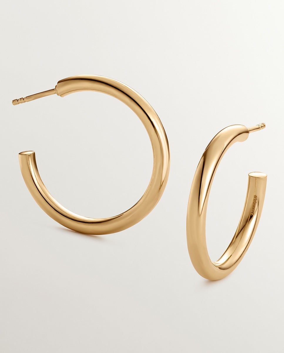 Pendientes de aro medianos de plata 925 bañada en oro amarillo de 18k - Aristocrazy - Dorado Dorado-1