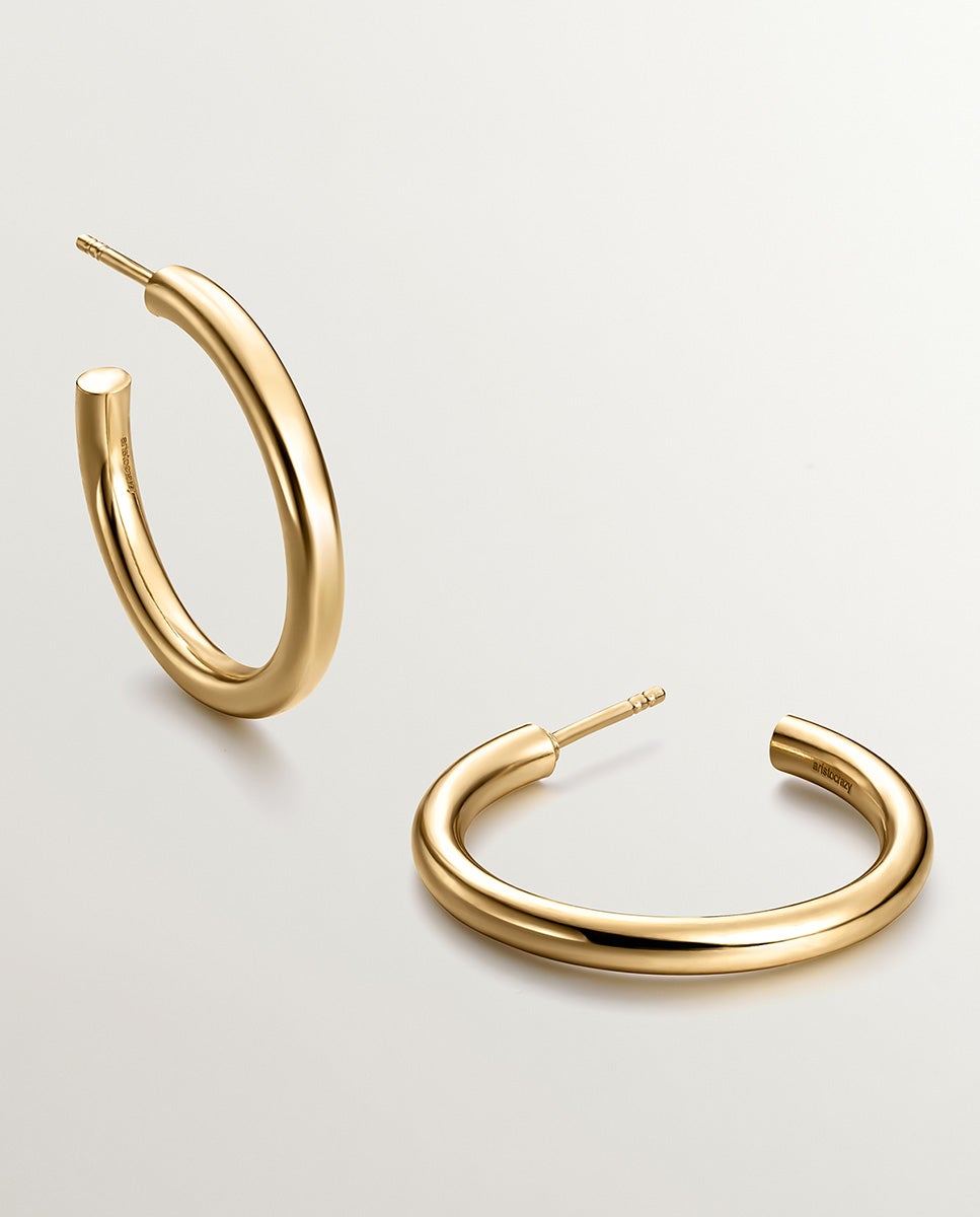 Pendientes de aro medianos de plata 925 bañada en oro amarillo de 18k - Aristocrazy - Dorado Dorado-3