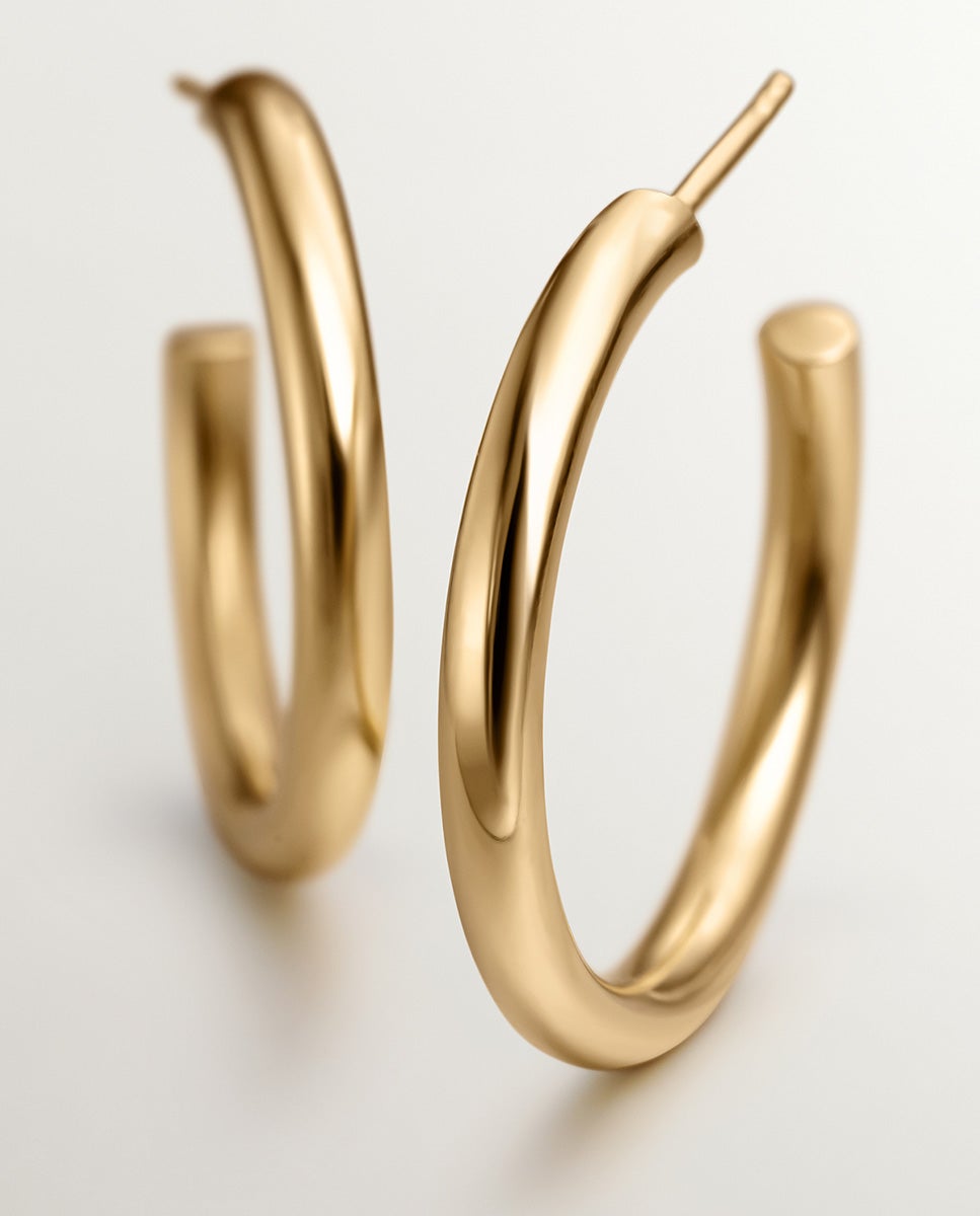 Pendientes de aro medianos de plata 925 bañada en oro amarillo de 18k - Aristocrazy - Dorado Dorado-5
