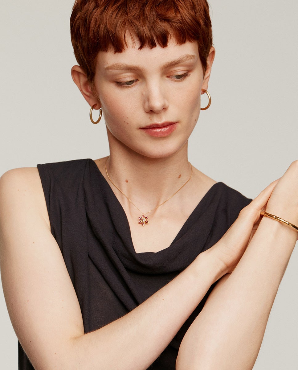 Pendientes de aro medianos de plata 925 bañada en oro amarillo de 18k - Aristocrazy - Dorado Dorado-6