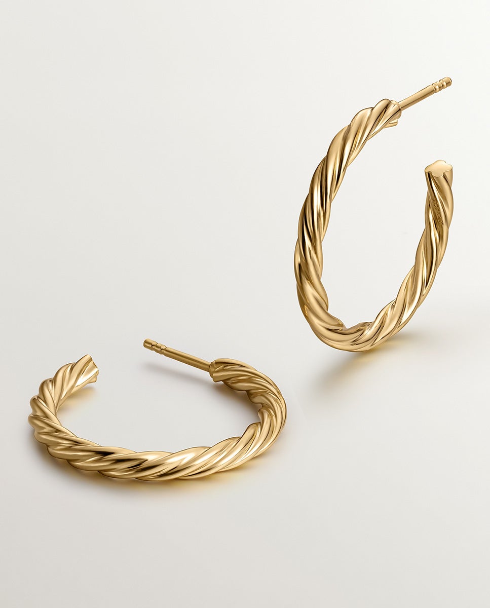 Pendientes de aro grandes de plata 925 bañada en oro amarillo de 18k con textura gallonada - Aristocrazy - Dorado Dorado-1