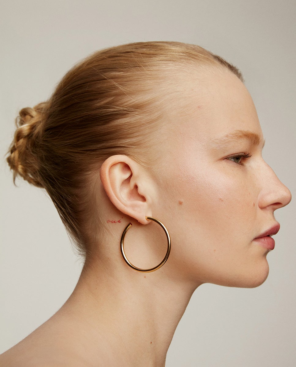 Pendientes de aro grandes de plata 925 bañada en oro amarillo de 18k - Aristocrazy - Dorado Dorado-2