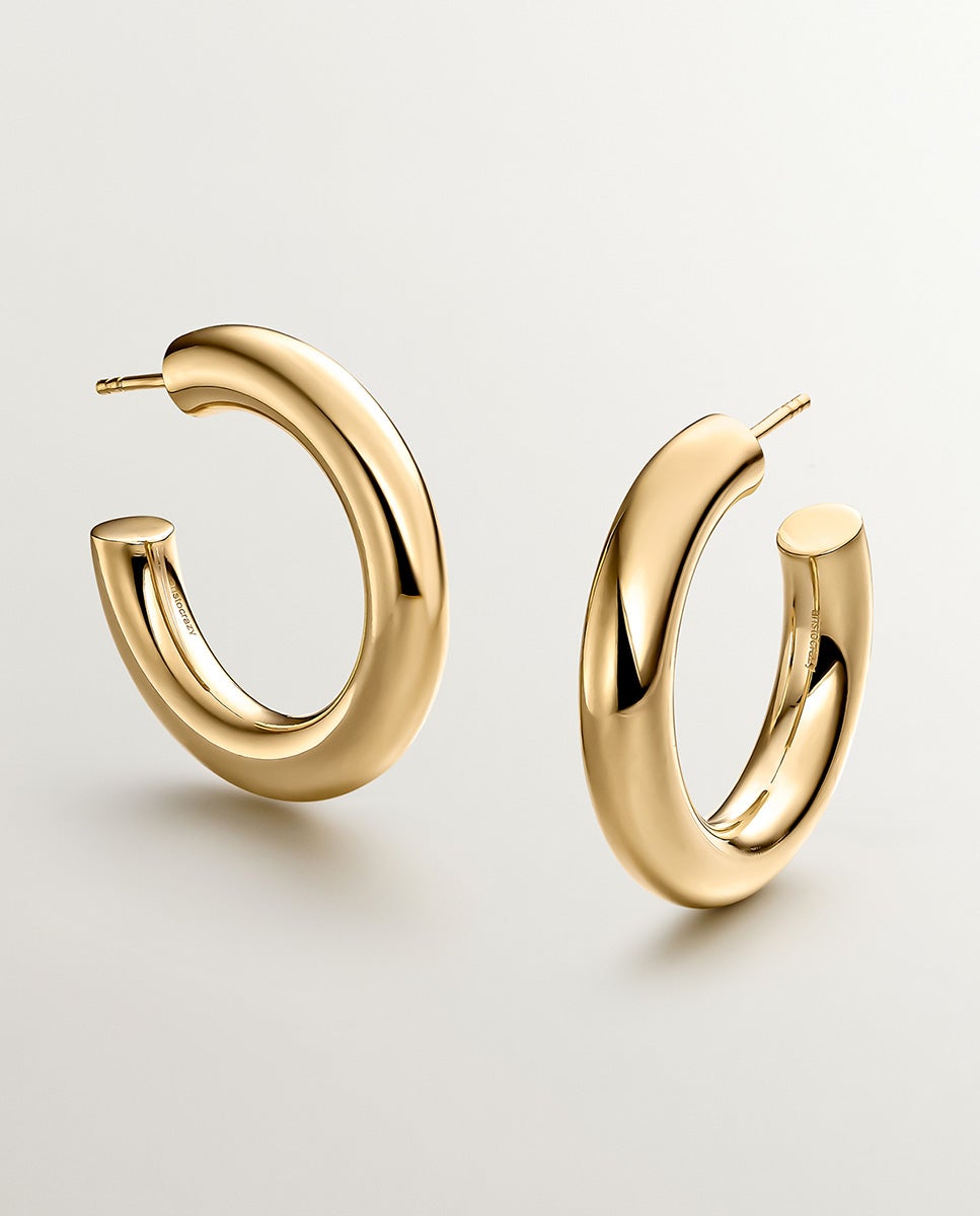 Pendientes de aro gruesos de plata 925 bañada en oro amarillo de 18k - Aristocrazy - Dorado Dorado-1
