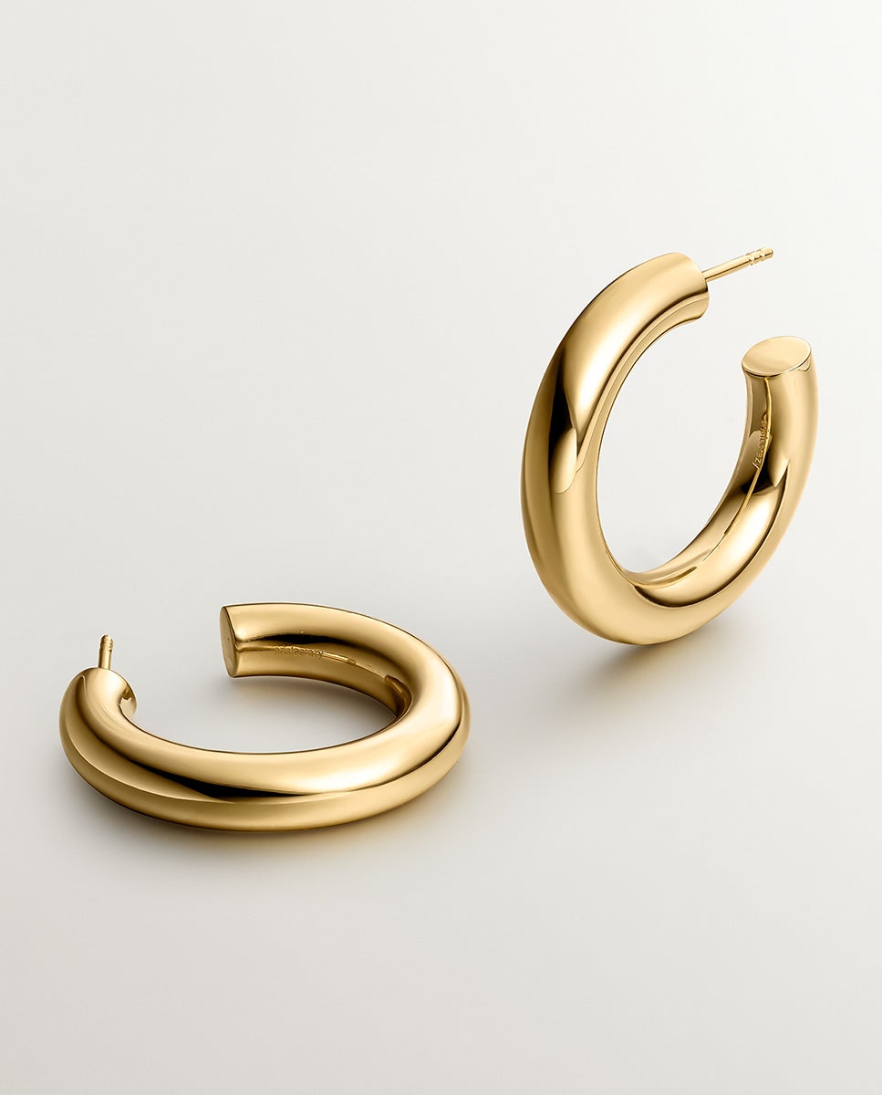 Pendientes de aro gruesos de plata 925 bañada en oro amarillo de 18k - Aristocrazy - Dorado Dorado-3