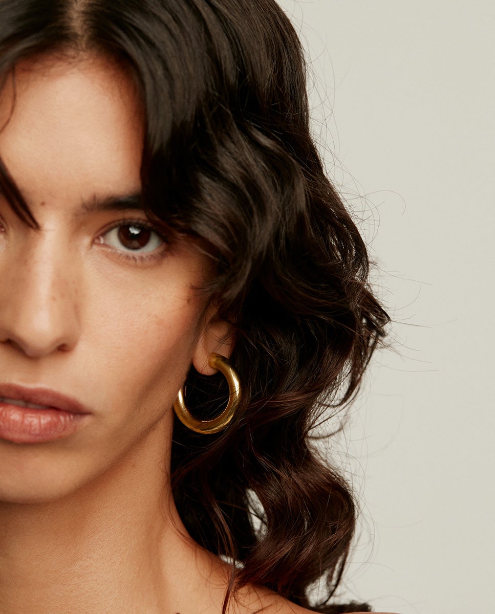 Pendientes de aro gruesos de plata 925 bañada en oro amarillo de 18k - Aristocrazy - Dorado Dorado-4