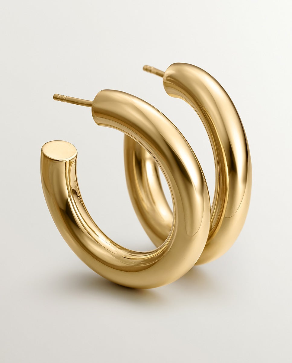 Pendientes de aro gruesos de plata 925 bañada en oro amarillo de 18k - Aristocrazy - Dorado Dorado-5