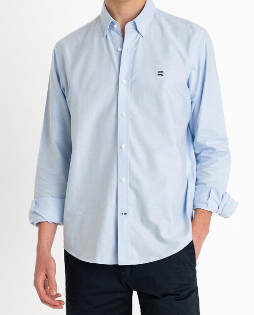 Imagen 0 de Camisa de algodón de hombre regular en liso