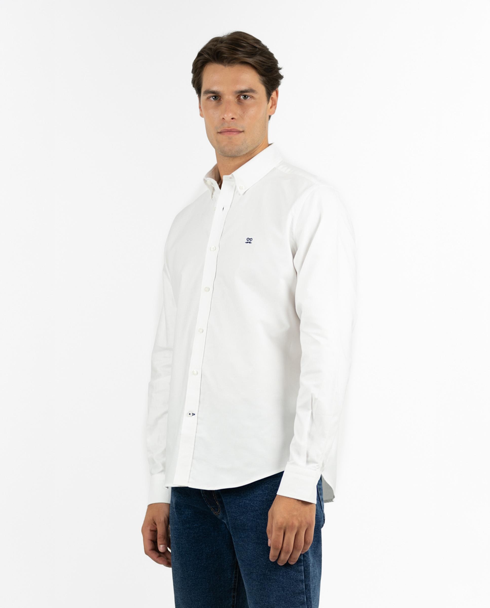 Camisa Oxford Slim de Manga Comprida Branco-2