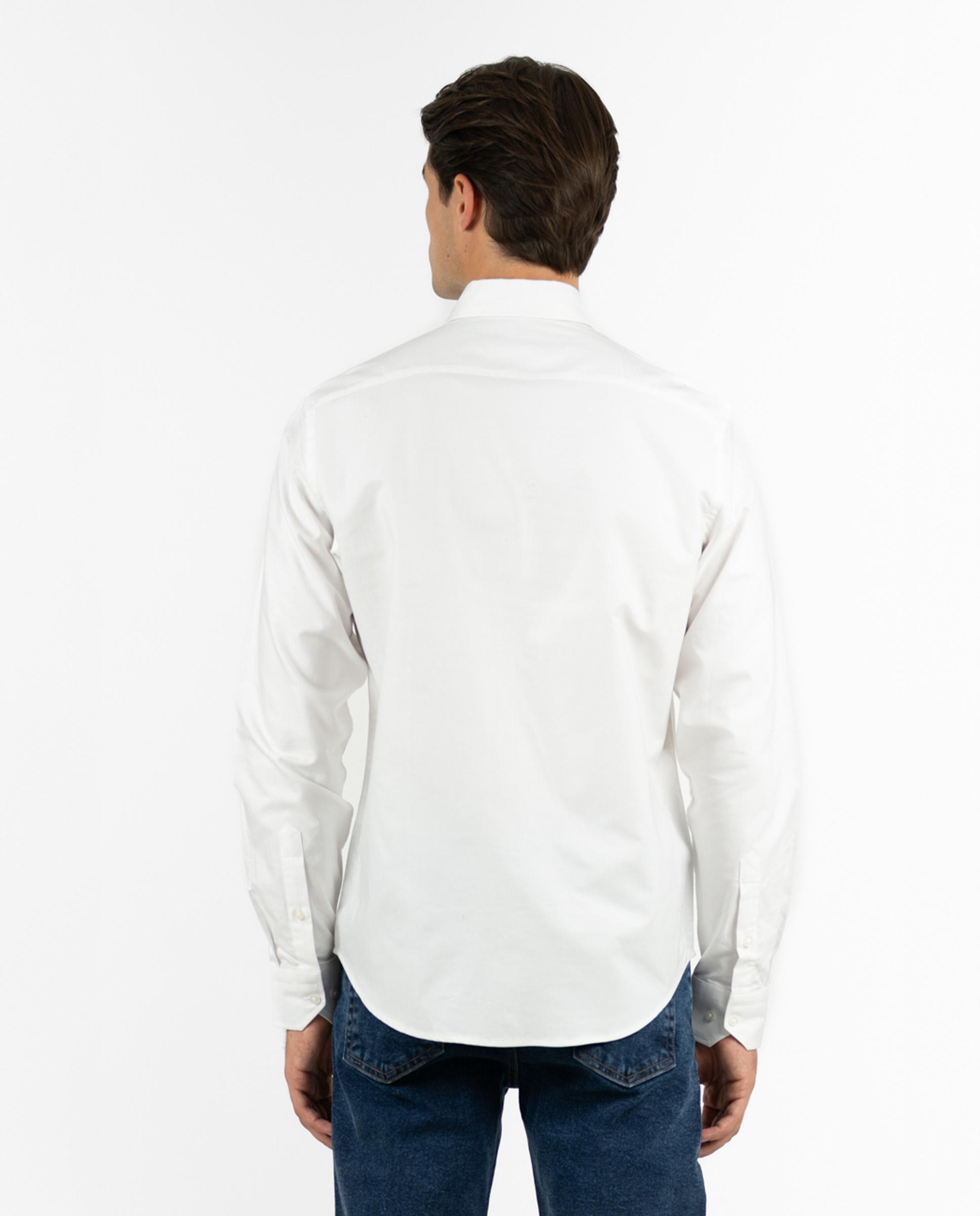 Camisa Oxford Slim de Manga Comprida Branco-3