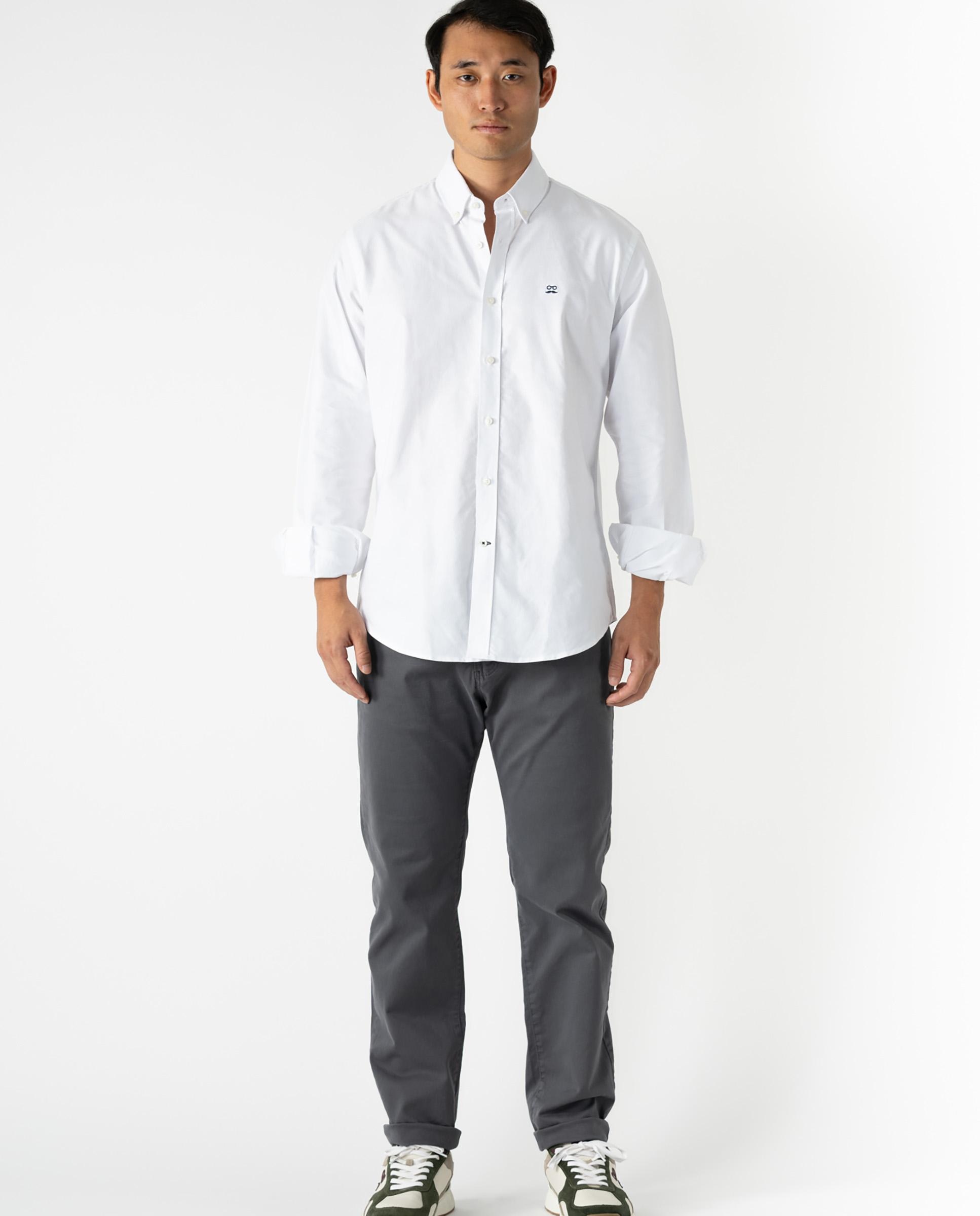 Camisa Oxford Slim de Manga Comprida Branco-4