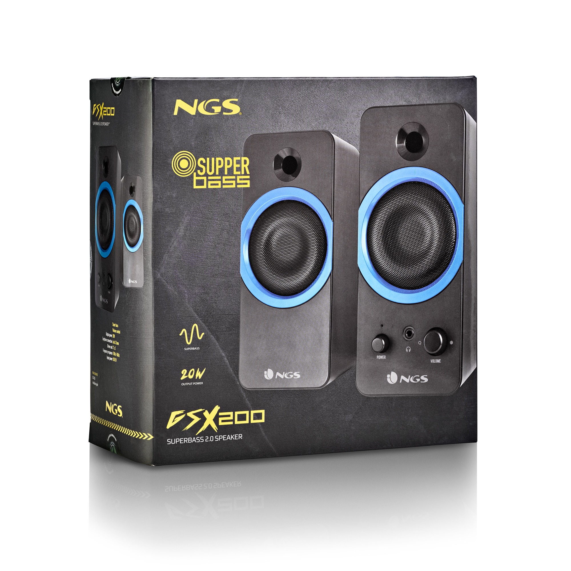 Altavoces Stereo Gaming NGS GSX-200 con Entrada Jack 3.5mm y Salida independiente Jack 3.5mm NGS - Negro Negro-5