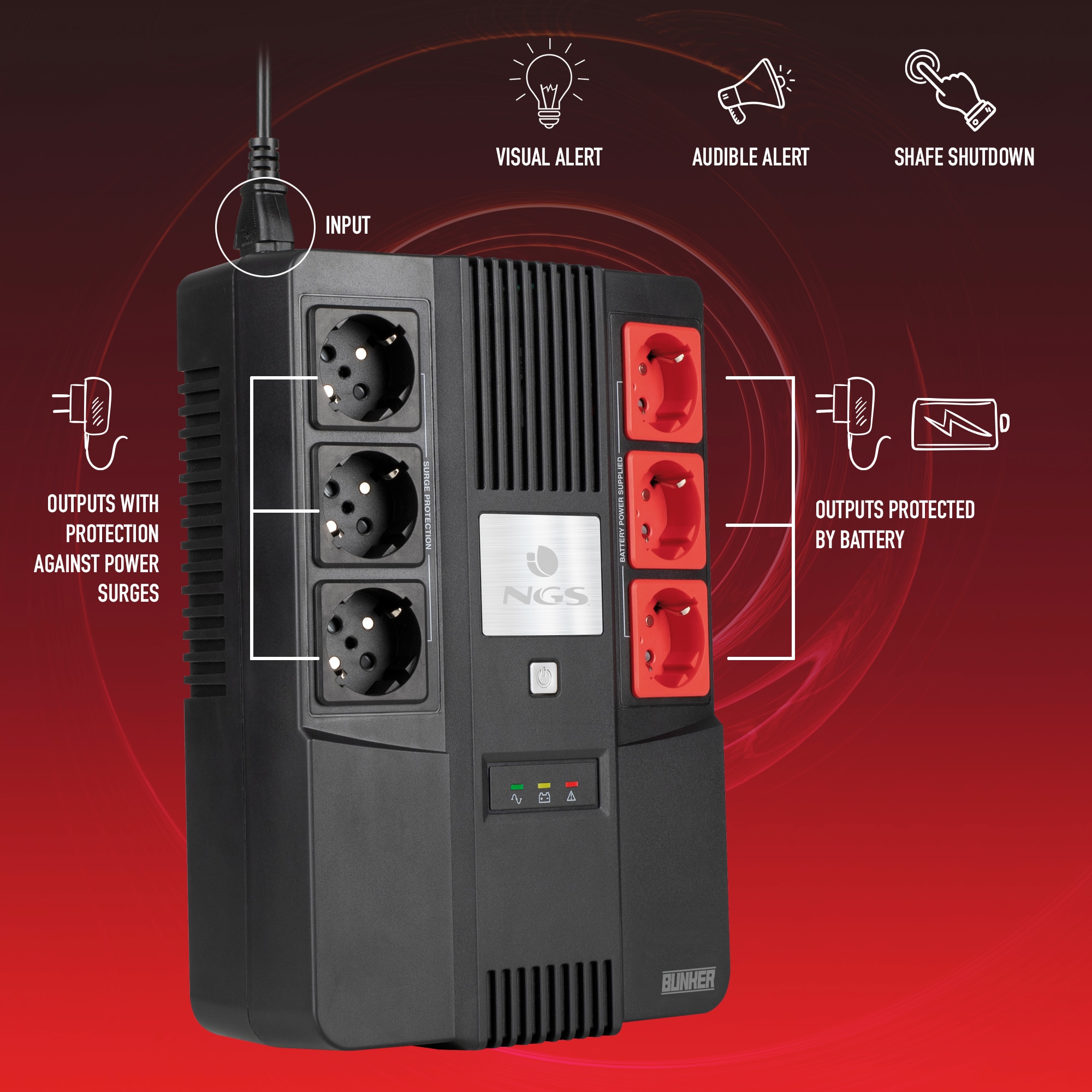 Sistema SAI Offlin NGS Fortress Bunker con Autonomía de 5 a 10 minutos - Negro Negro-2