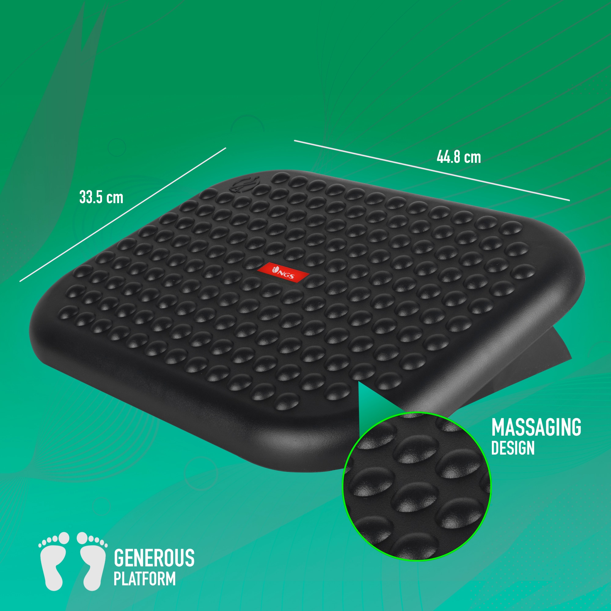Reposapiés Ergonómico NGS Foot Nest de Altura Regulable y Base Antideslizante - Negro Negro-2