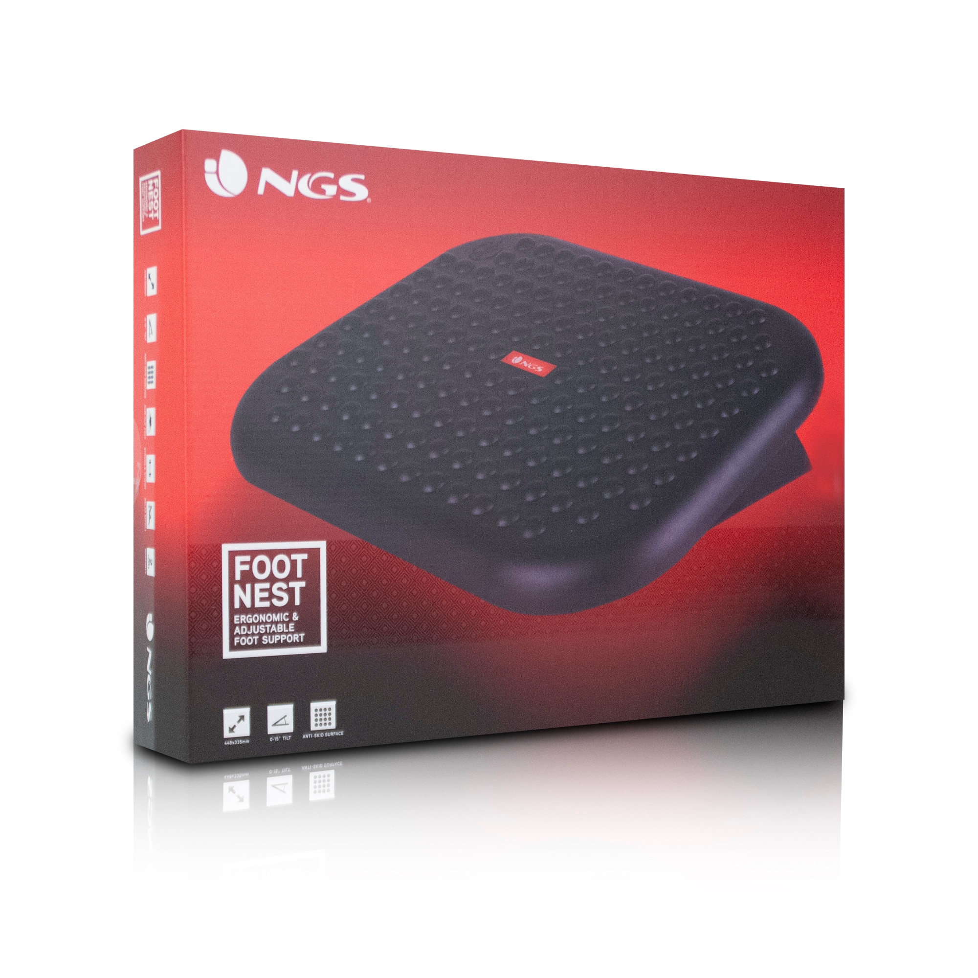 Reposapiés Ergonómico NGS Foot Nest de Altura Regulable y Base Antideslizante - Negro Negro-6