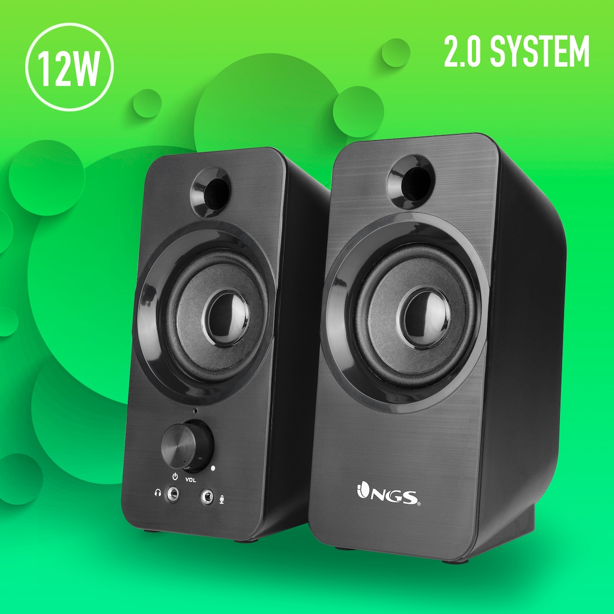 Altavoces Multimedia NGS SB350 2.0 para PC con Salida Auriculares, Conexión USB NGS Negro-3