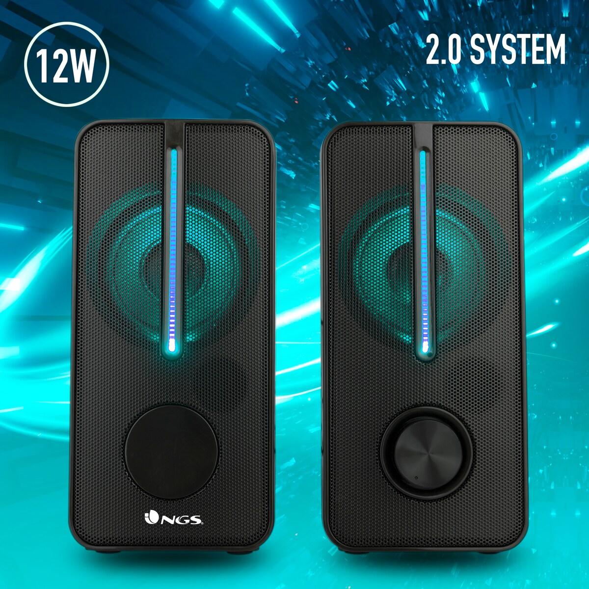 Altavoces Stereo NGS GSX-150 Gaming con iluminación Led RGB y Entrada Jack 3.5mm NGS Negro-3