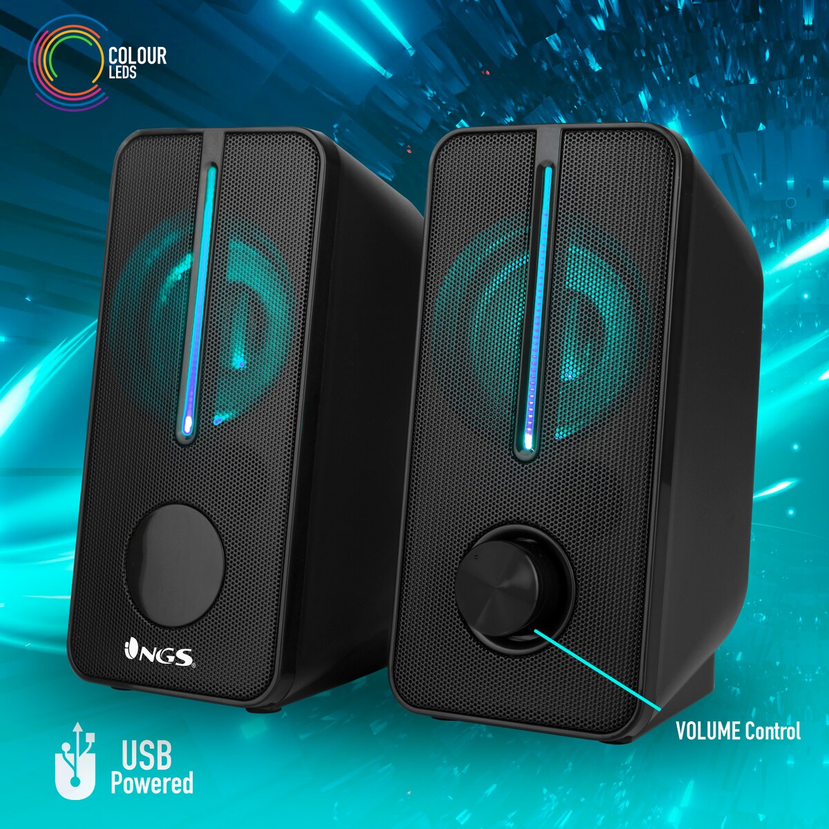 Altavoces Stereo NGS GSX-150 Gaming con iluminación Led RGB y Entrada Jack 3.5mm NGS Negro-5