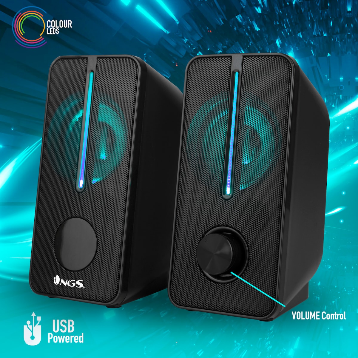 Altavoces Stereo NGS GSX-150 Gaming con iluminación Led RGB y Entrada Jack 3.5mm NGS Negro-5