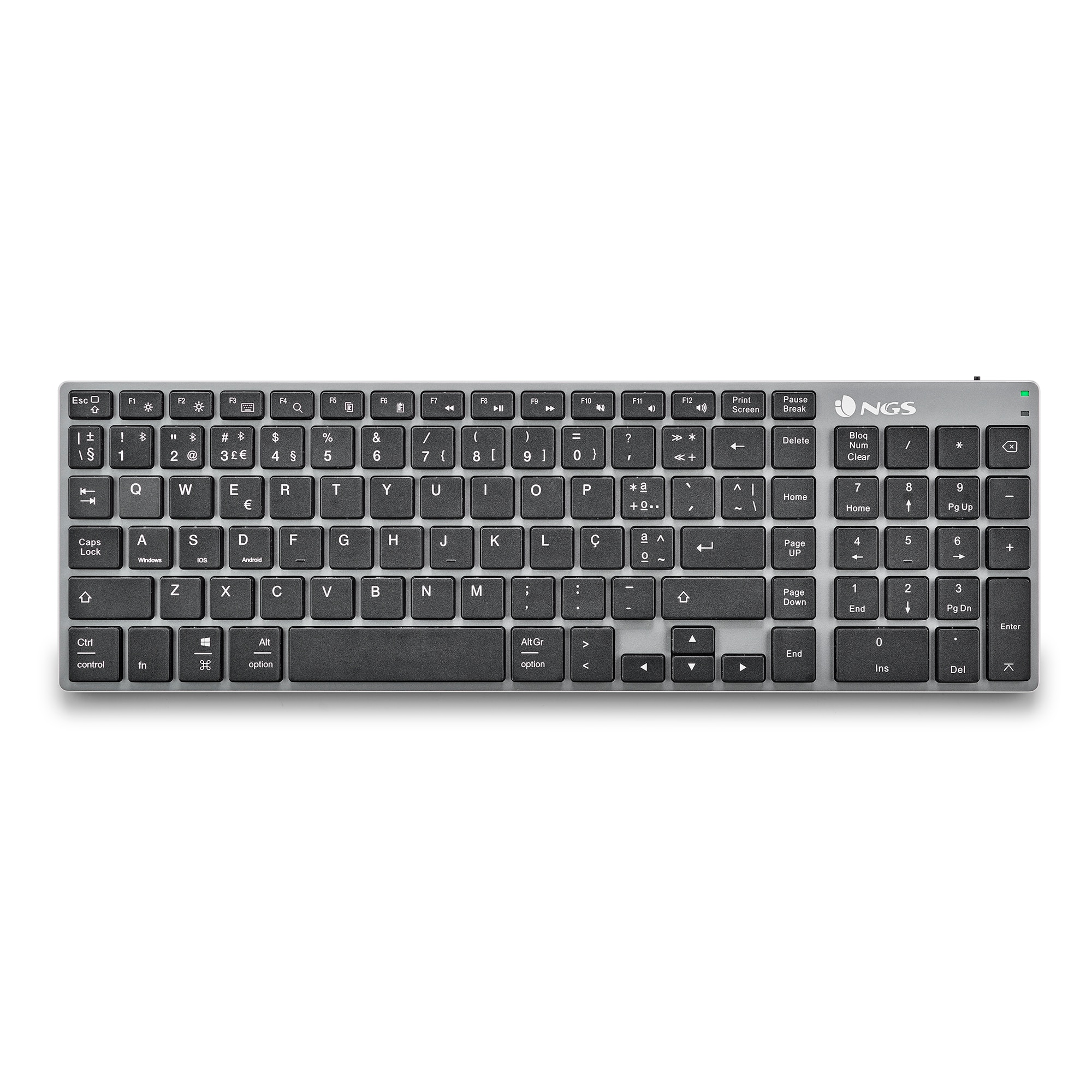 NGS - Teclado Portugués QWERTY Multidispositivo Inalámbrico NGS Fortune-BT gris.