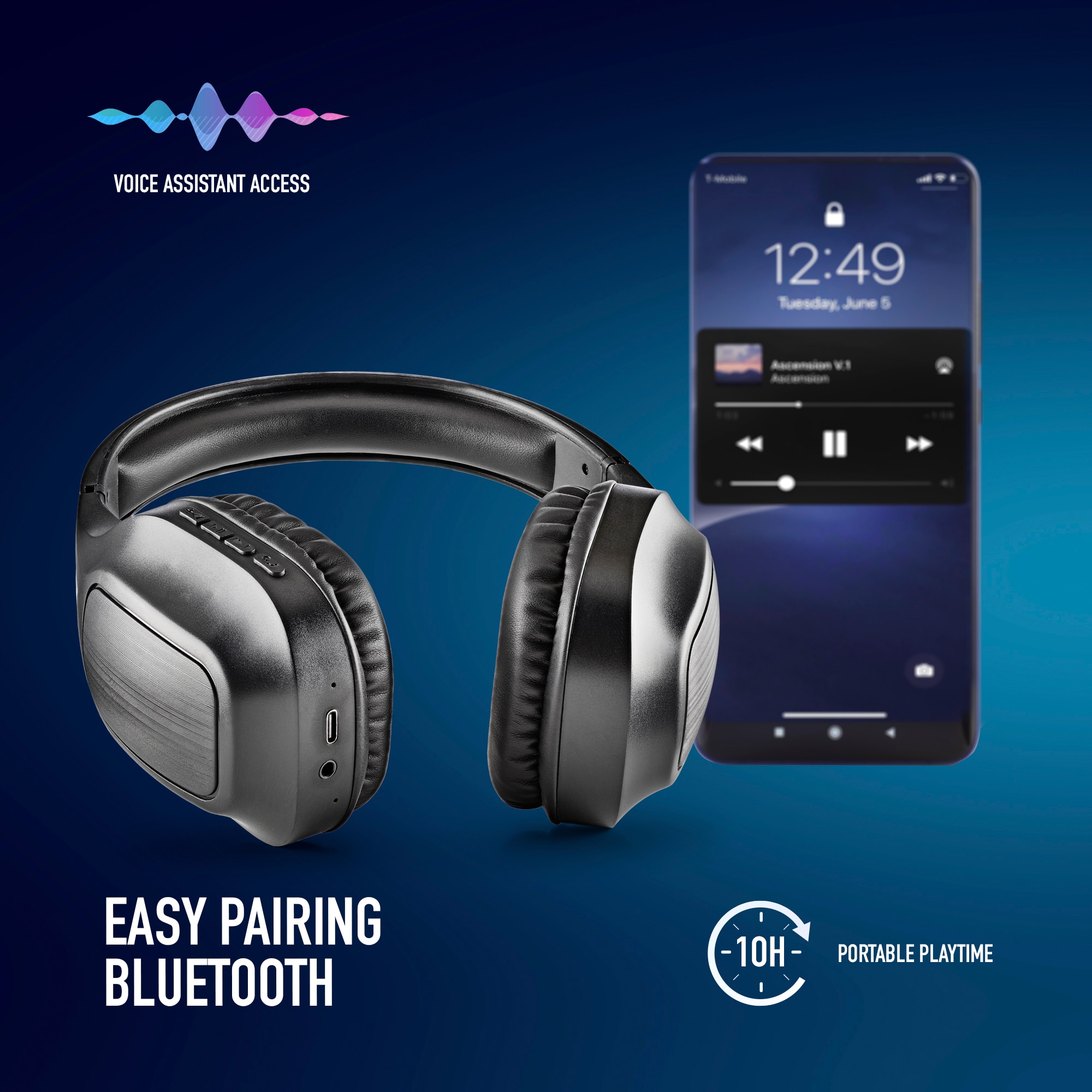 Auriculares Inalámbricos de diadema NGS Artica Wrath Compatibles con Bluetooth y Jack 3.5mm - Negro Negro-2