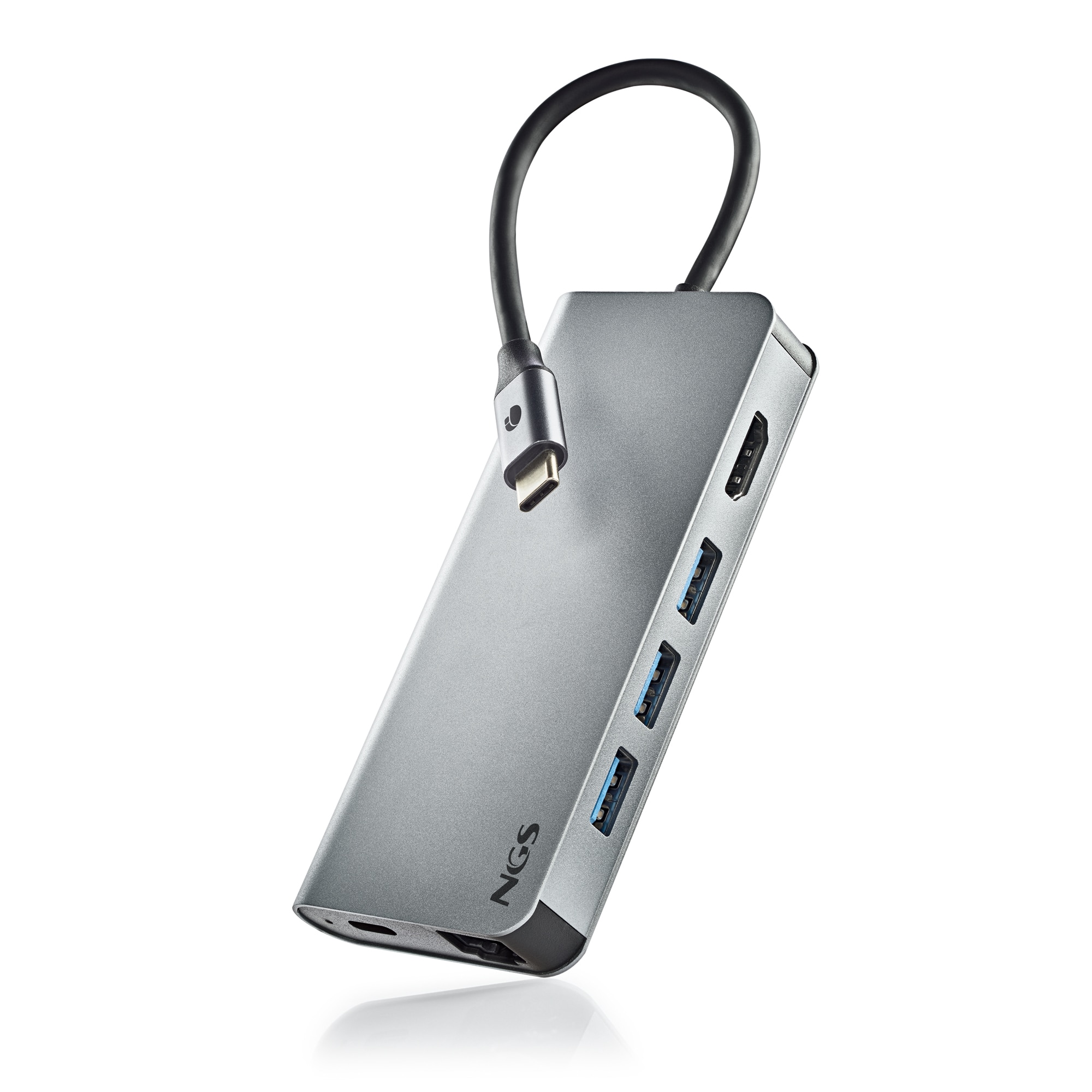 Hub Adaptador Tipo C multipuerto NGS 8 en 1 - Gris Gris-1