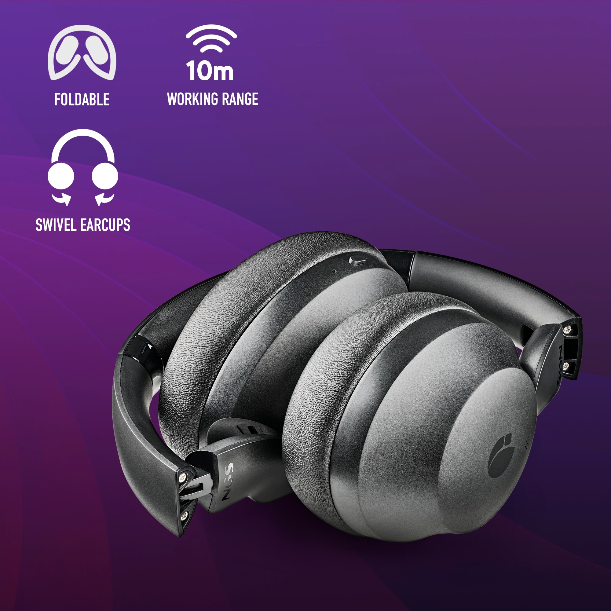 Auriculares Inalámbricos de diadema NGS Artica Shake con cancelación de ruido activa - Negro Negro-6