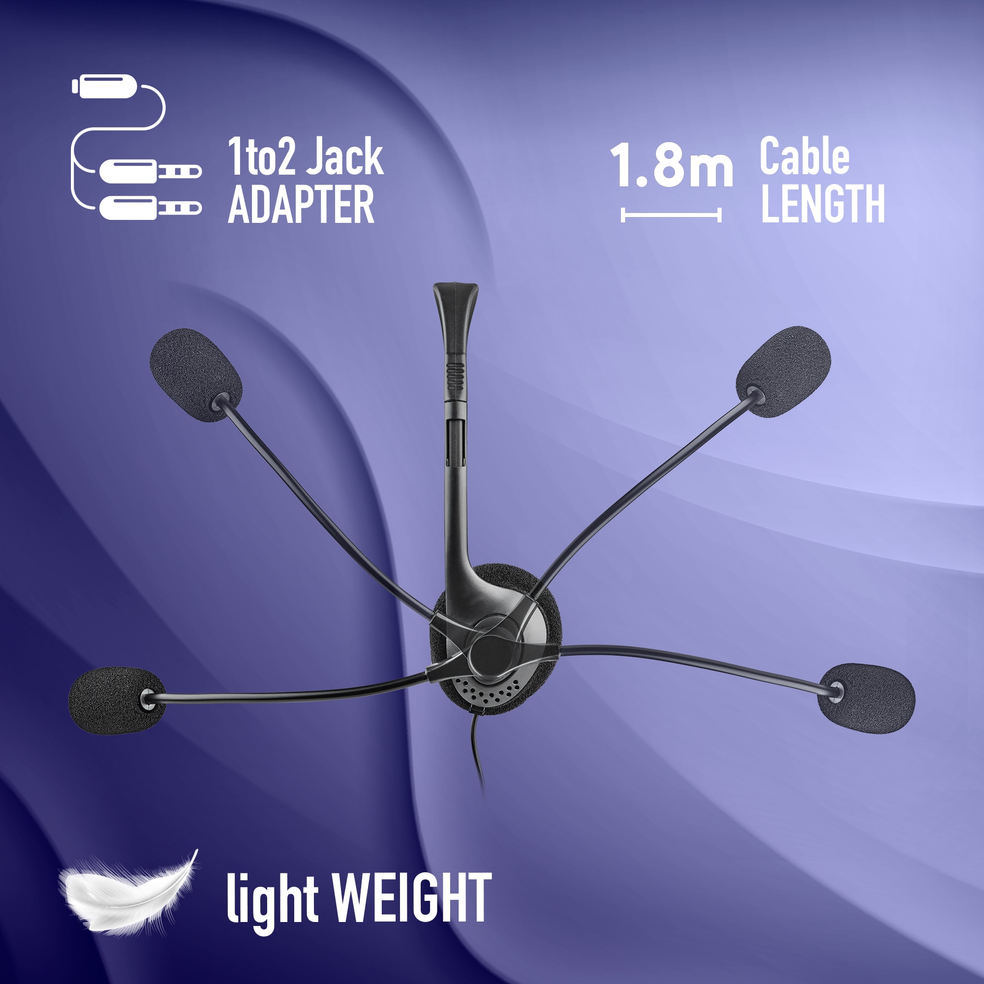 Auriculares de diadema NGS MS 103 MAX para ordenador con microfono y control de volumen Jack 3,5 mm + adaptador a doble jack 3,5mm - Negro Negro-4