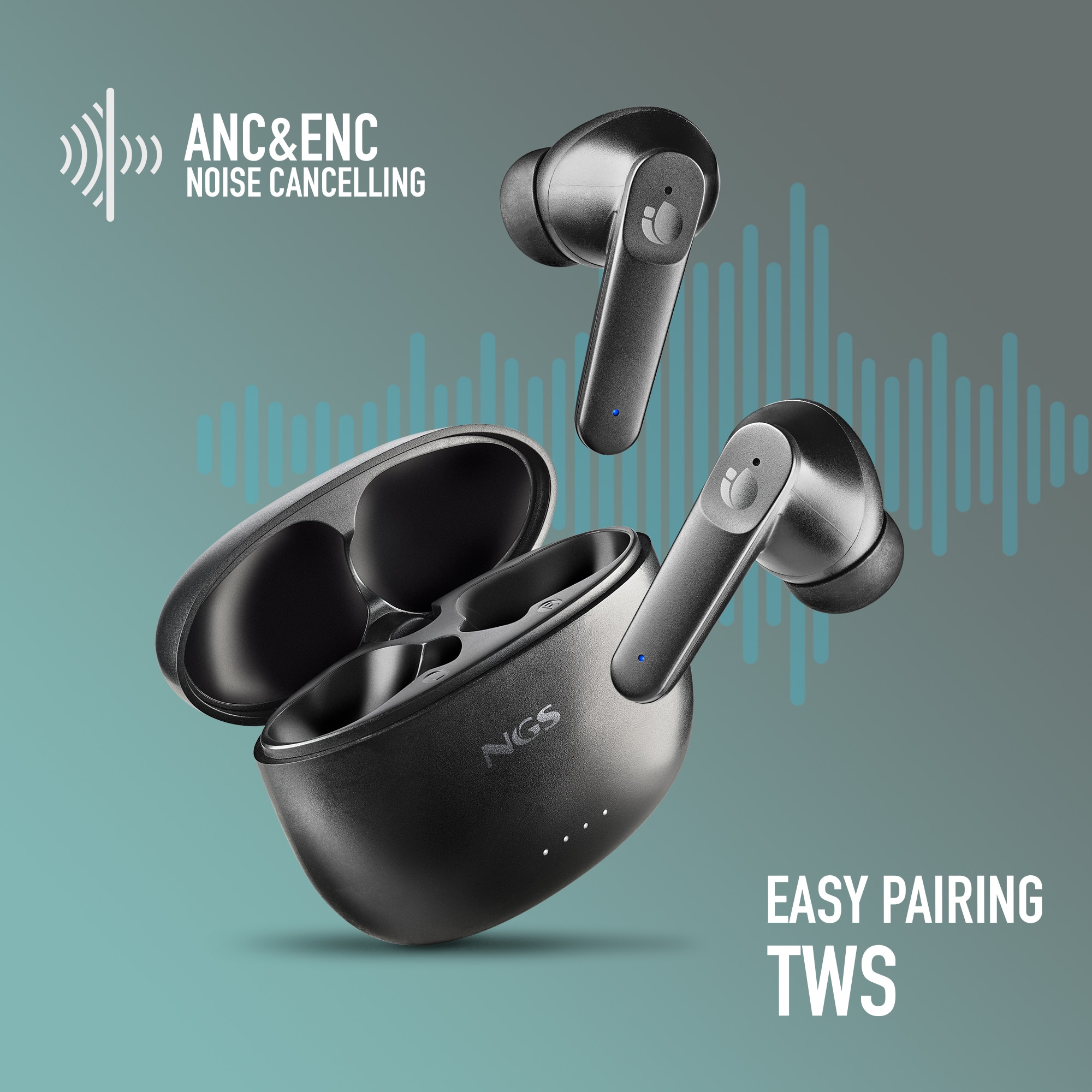 Auriculares True Wireless Stereo NGS Artica Hush Bluetooth 5.3 - Negro Negro-4