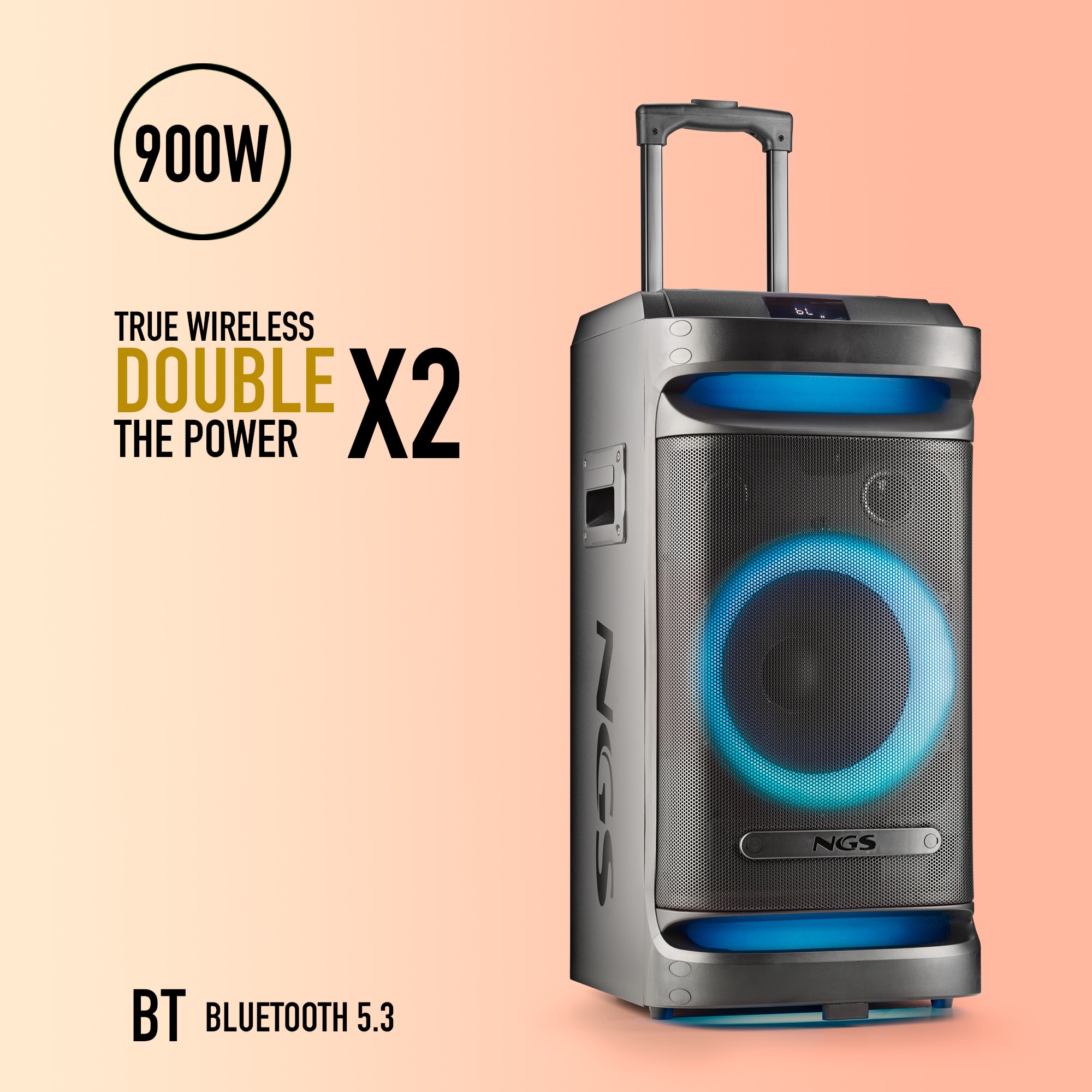 Altavoz portátil tipo fiesta NGS Wild Space 1 de 900w compatible con tecnología bluetooth y TWS - Negro Negro-2