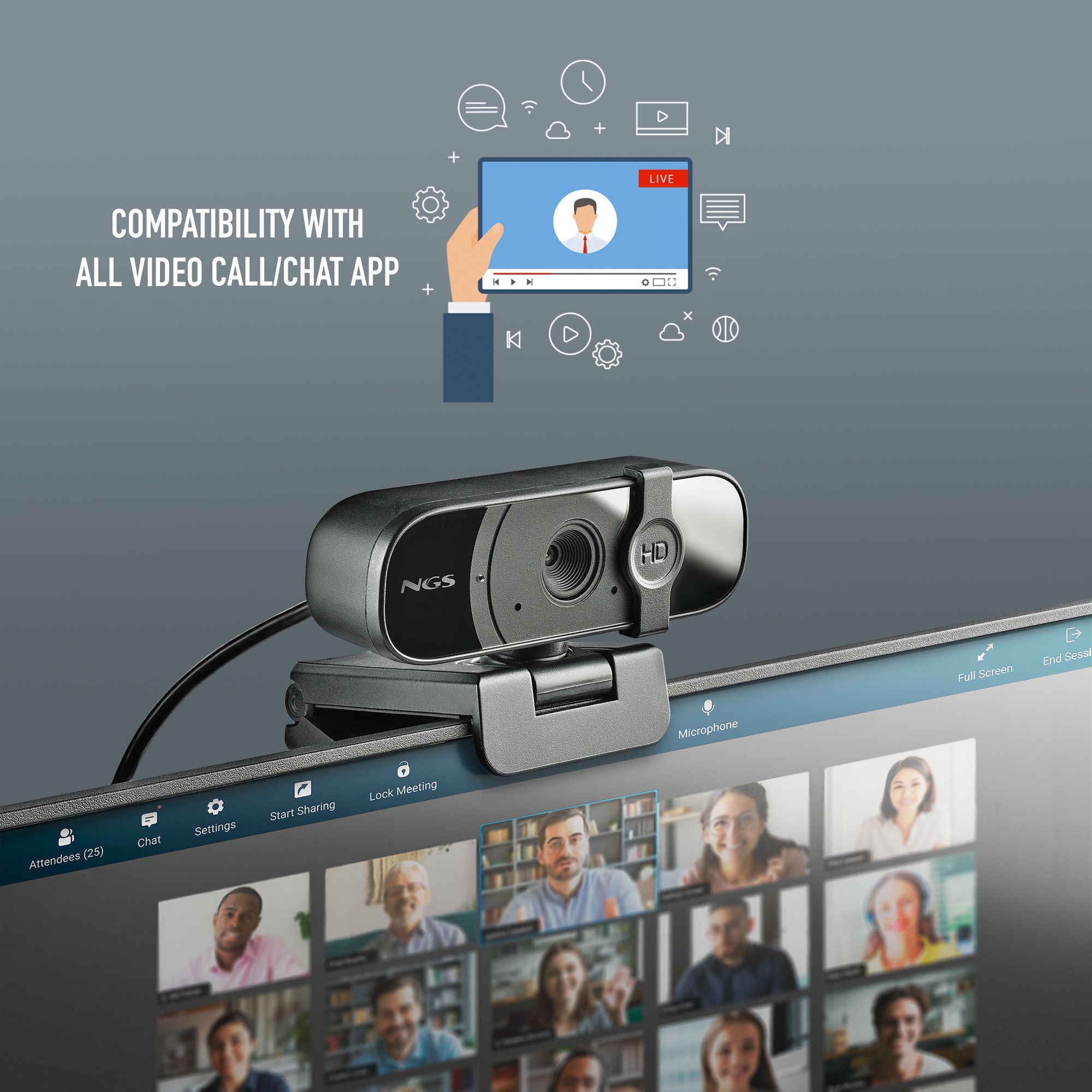 Webcam NGS Xpress Cam 1080 FHD con conexión USB 2.0 - Negro Negro-6