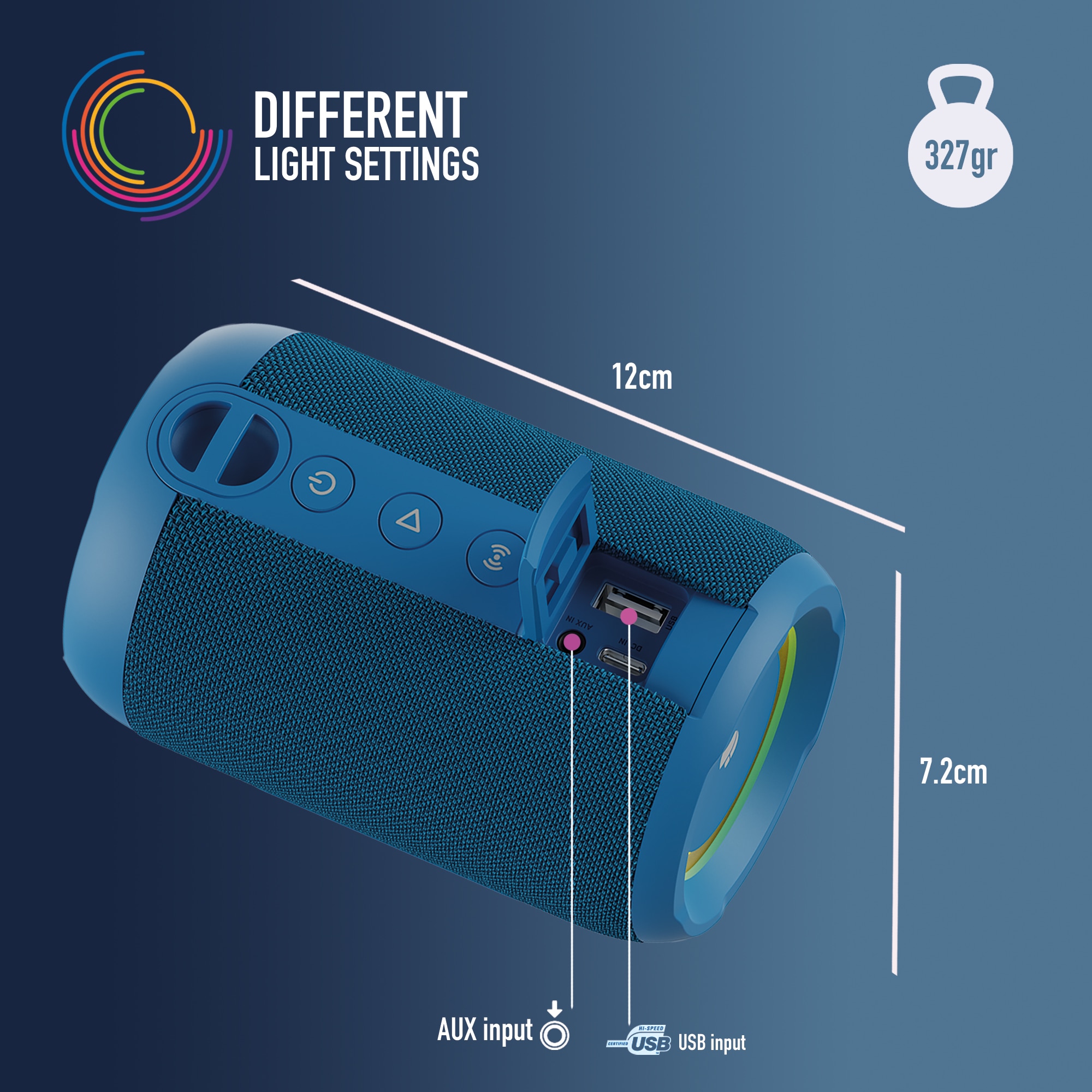 Imagen 4 de Altavoz inalámbrico NGS Roller Furia 2 Tiny Blue 20W compatible con tecnología BT/TWS/ AUX IN - Azul Azul