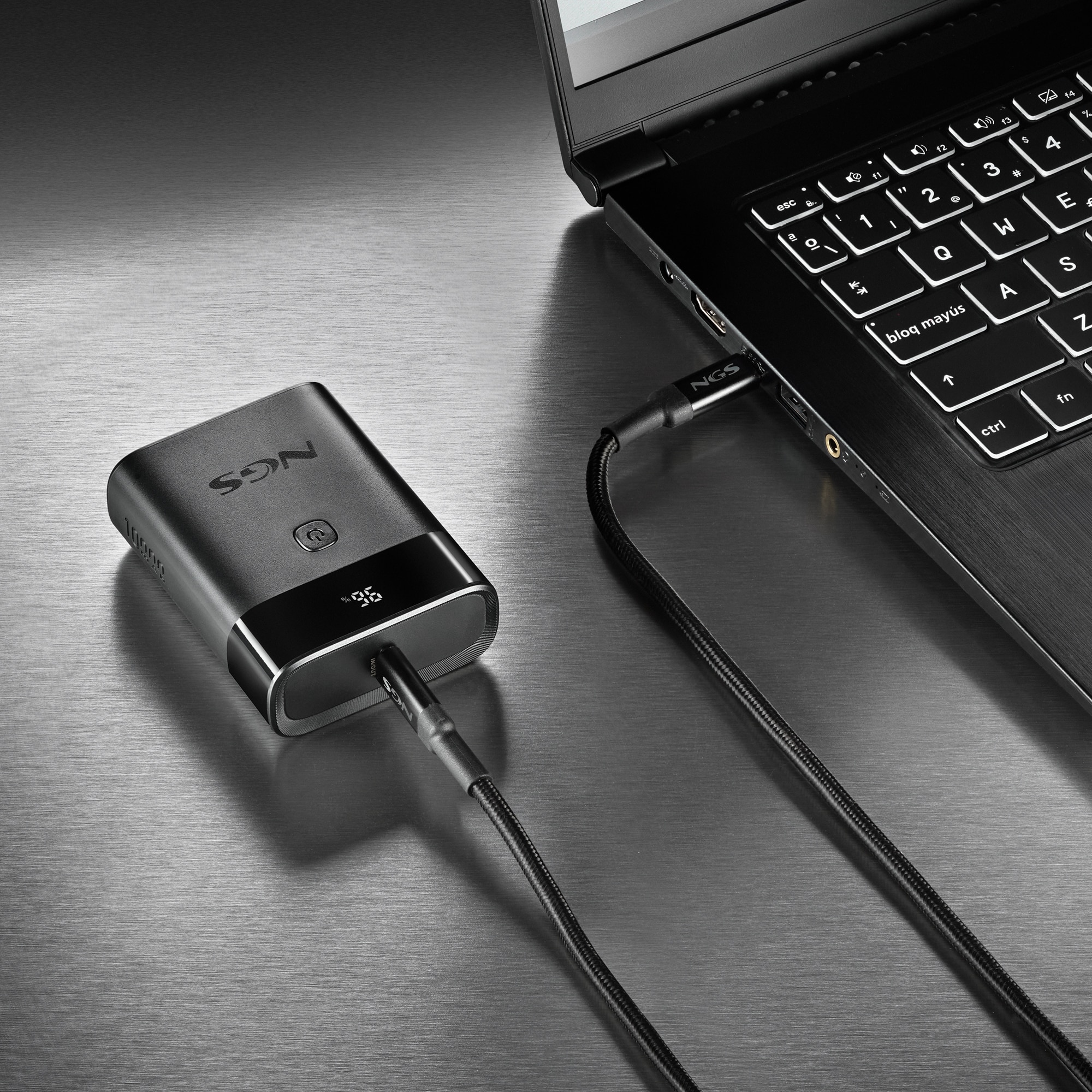 Batería externa portátil NGS TWIX 10 de carga rápida de 22,5W Capacidad de 10000mAh Indicador de nivel Compacto Compatibilidad universal - Negro Negro-2