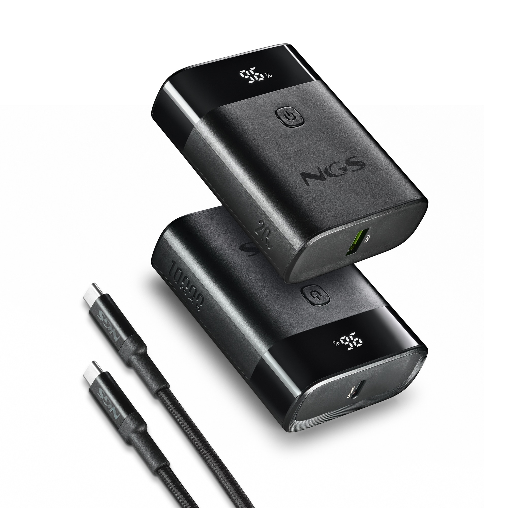 Batería externa portátil NGS TWIX 10 de carga rápida de 22,5W Capacidad de 10000mAh Indicador de nivel Compacto Compatibilidad universal - Negro Negro-4