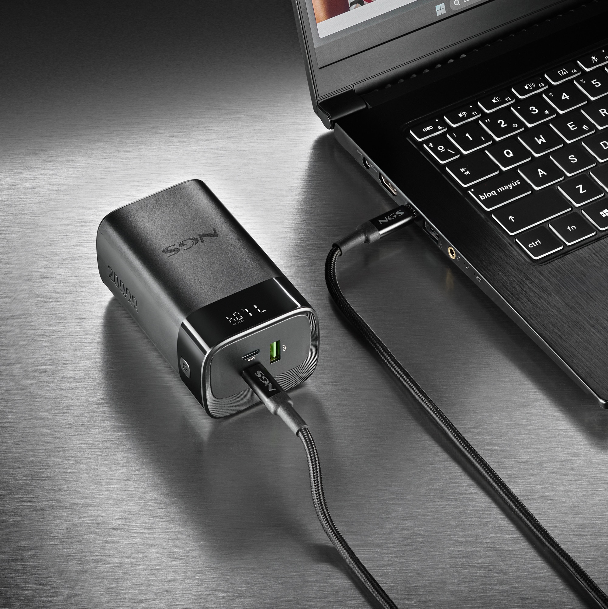 Batería externa portátil NGS TWIX 20 de carga rápida de 65W Capacidad de 20000mAh - Negro Negro-2