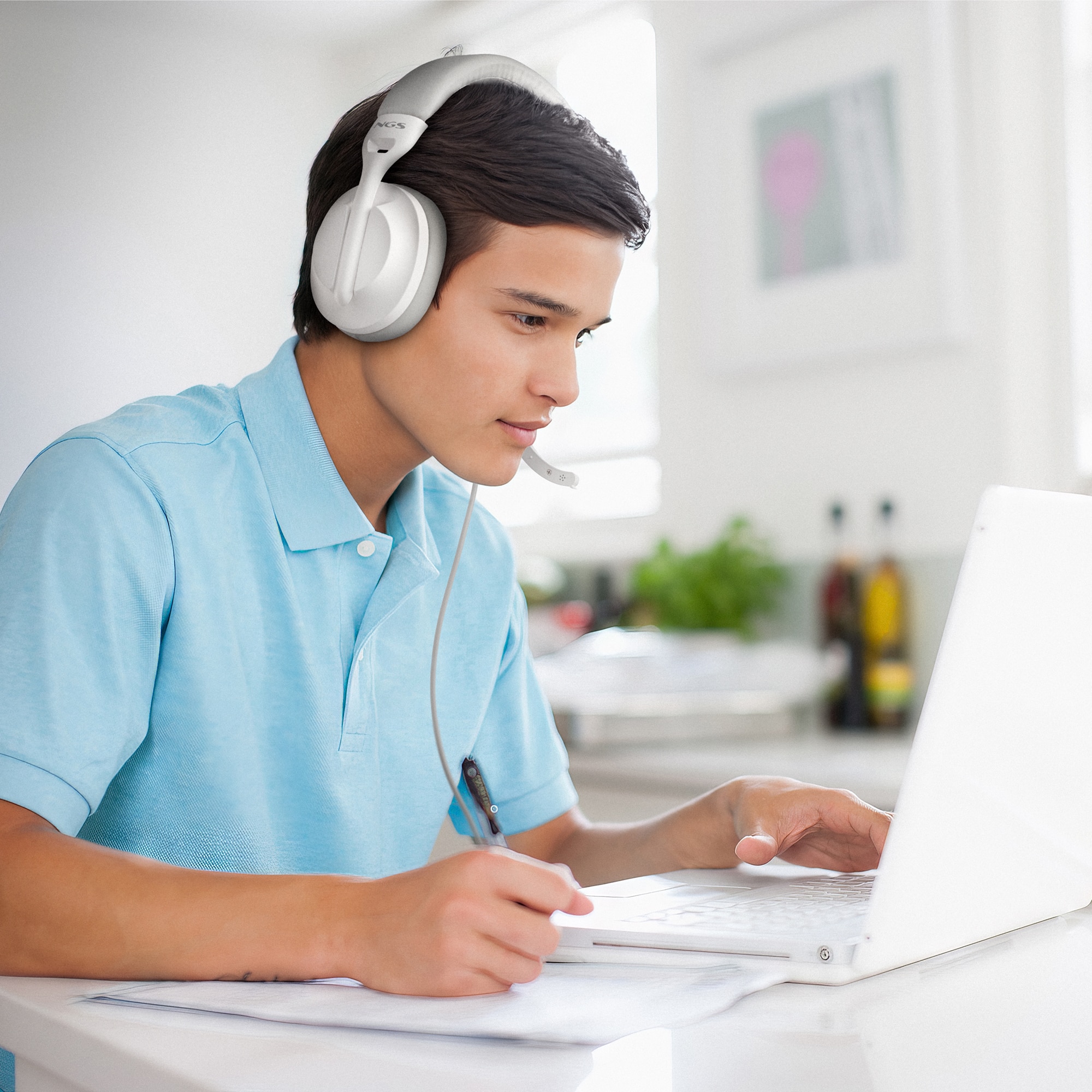 Auriculares de diadema NGS VOX805 USB-C estéreo USB-C y Adaptador USB-A - Blanco Blanco-5