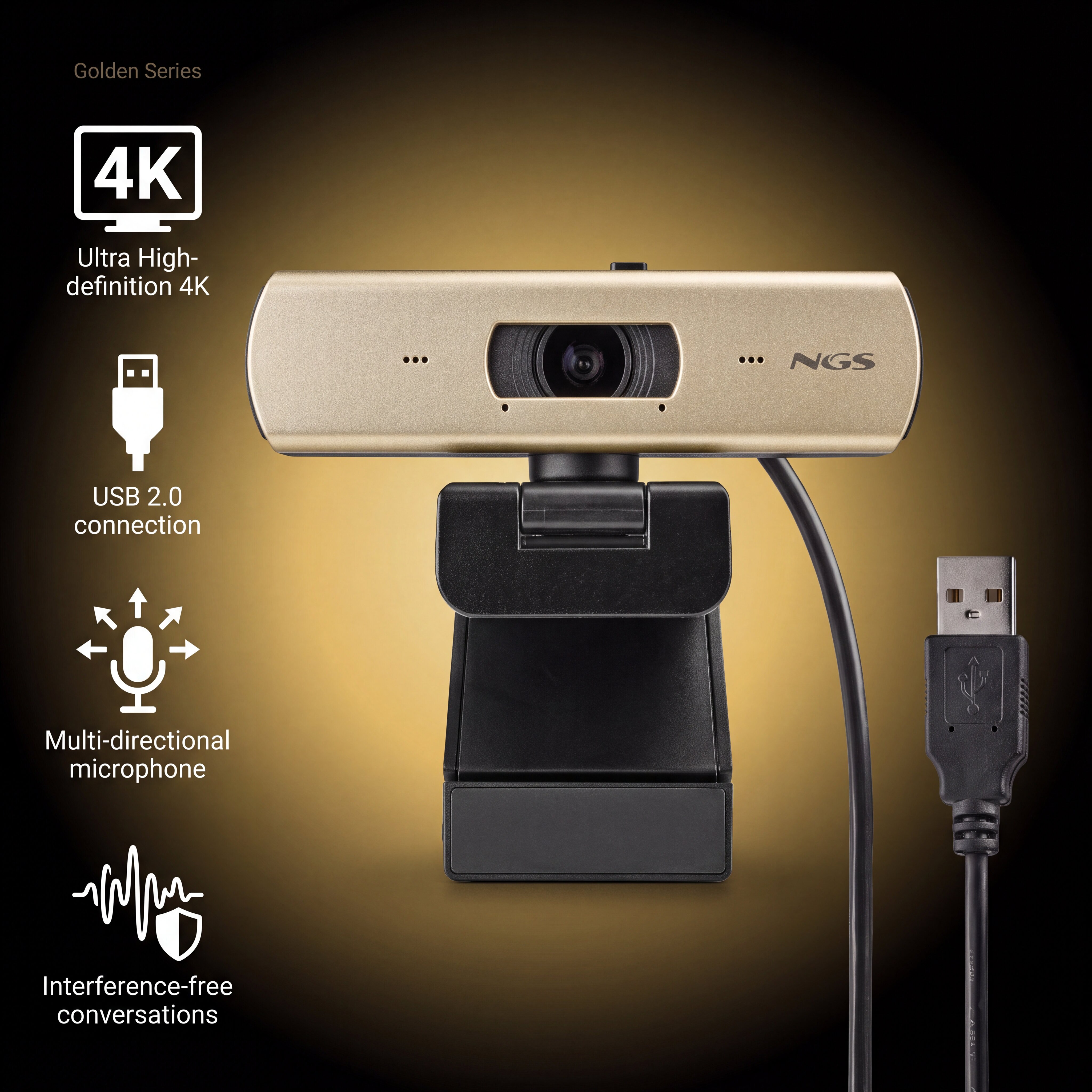 Webcam NGS Xpress Cam 4000 ultra alta definición 4K - Dorado Dorado-2