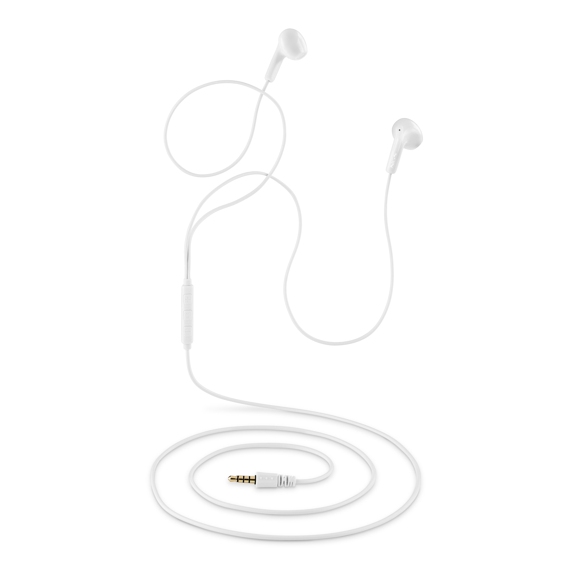 Auricular de botón NGS CROSS FLIP con micró y control de volumen Conexión Jack 3,5 mm Cable 1,2 - Blanco Blanco-4
