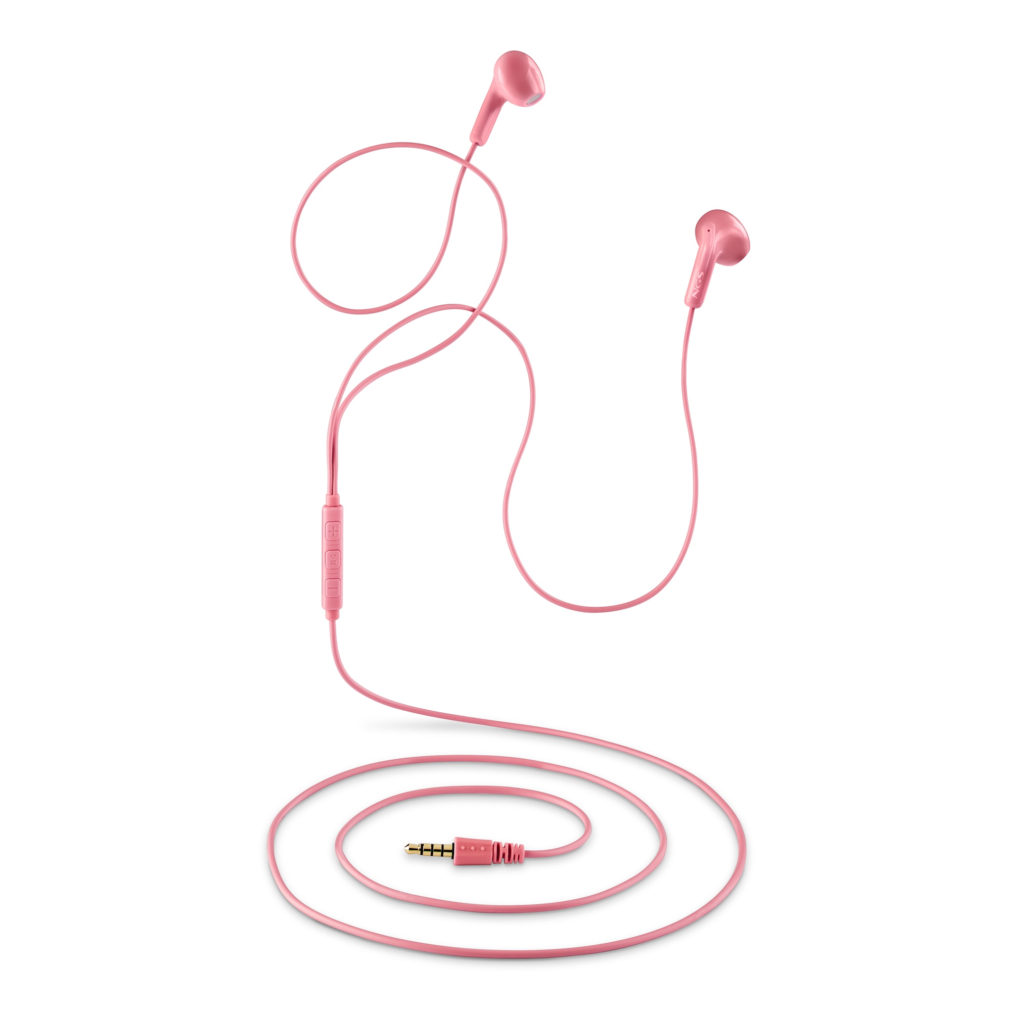 Auriculares de botón NGS CROSS FLIP PINK con micró y control de volumen Conexión Jack 3,5 mm Cable 1,2 - Rosa Rosa-4